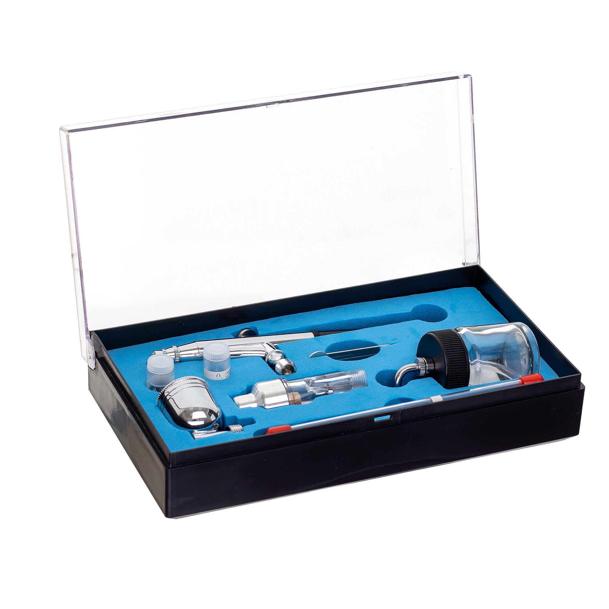 Profesionální airbrush, 3 trysky, sada 2 nádrží