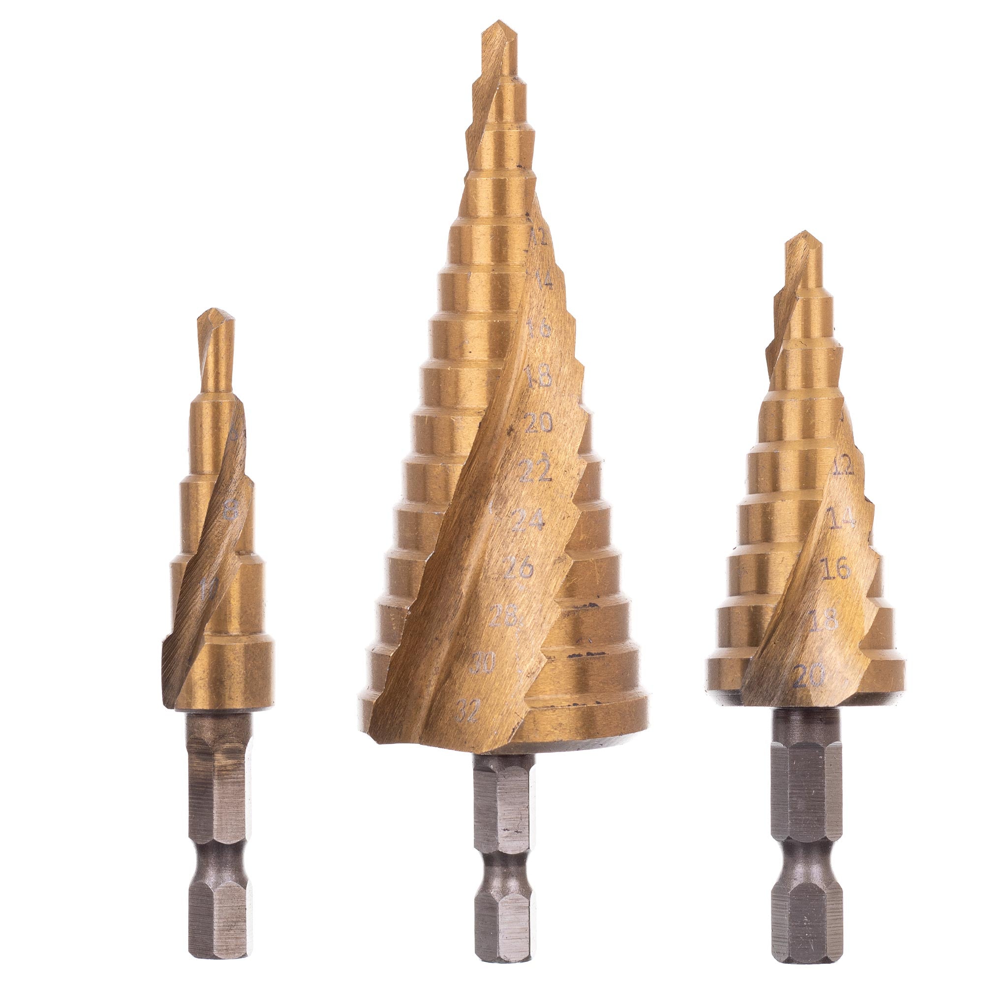 Sada 3x stupňovitých vrtáků TYTAN 4-32mm