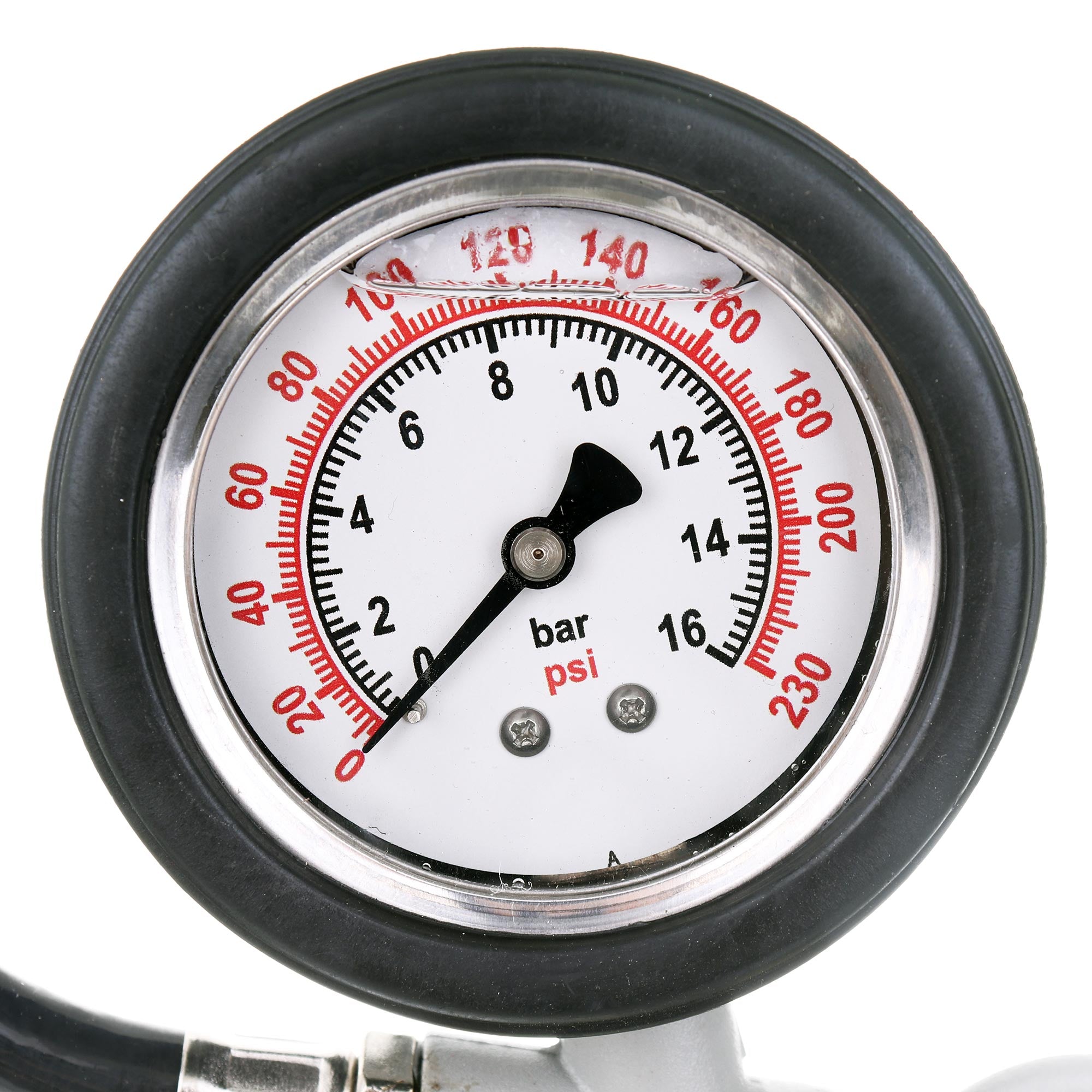 Pistole na huštění pneumatik, glycerinový manometr