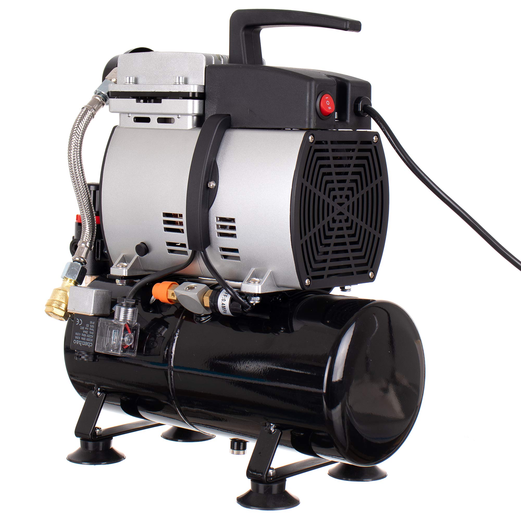 Výkonný Airbrush kompresor, 4L válec 350W Max 4 BAR 44 l/min Redukční filtr