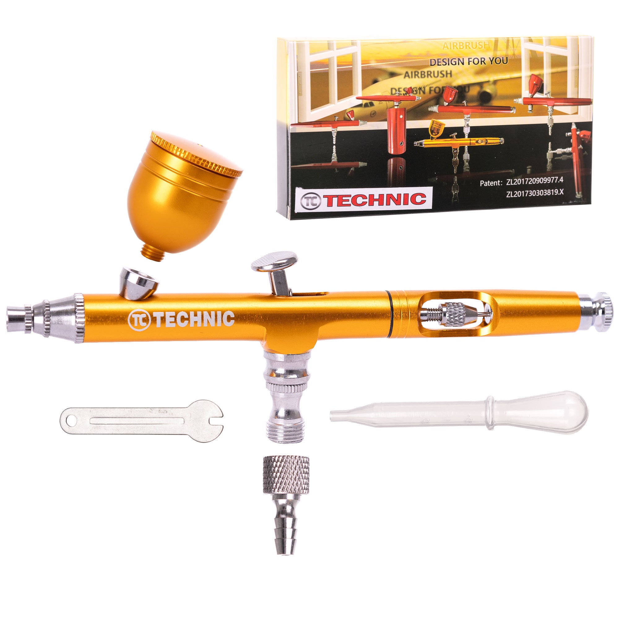 Aerograf modelarski z dyszą 0,3 mm B-130 DOUBLE ACTION GOLD MINI Gun