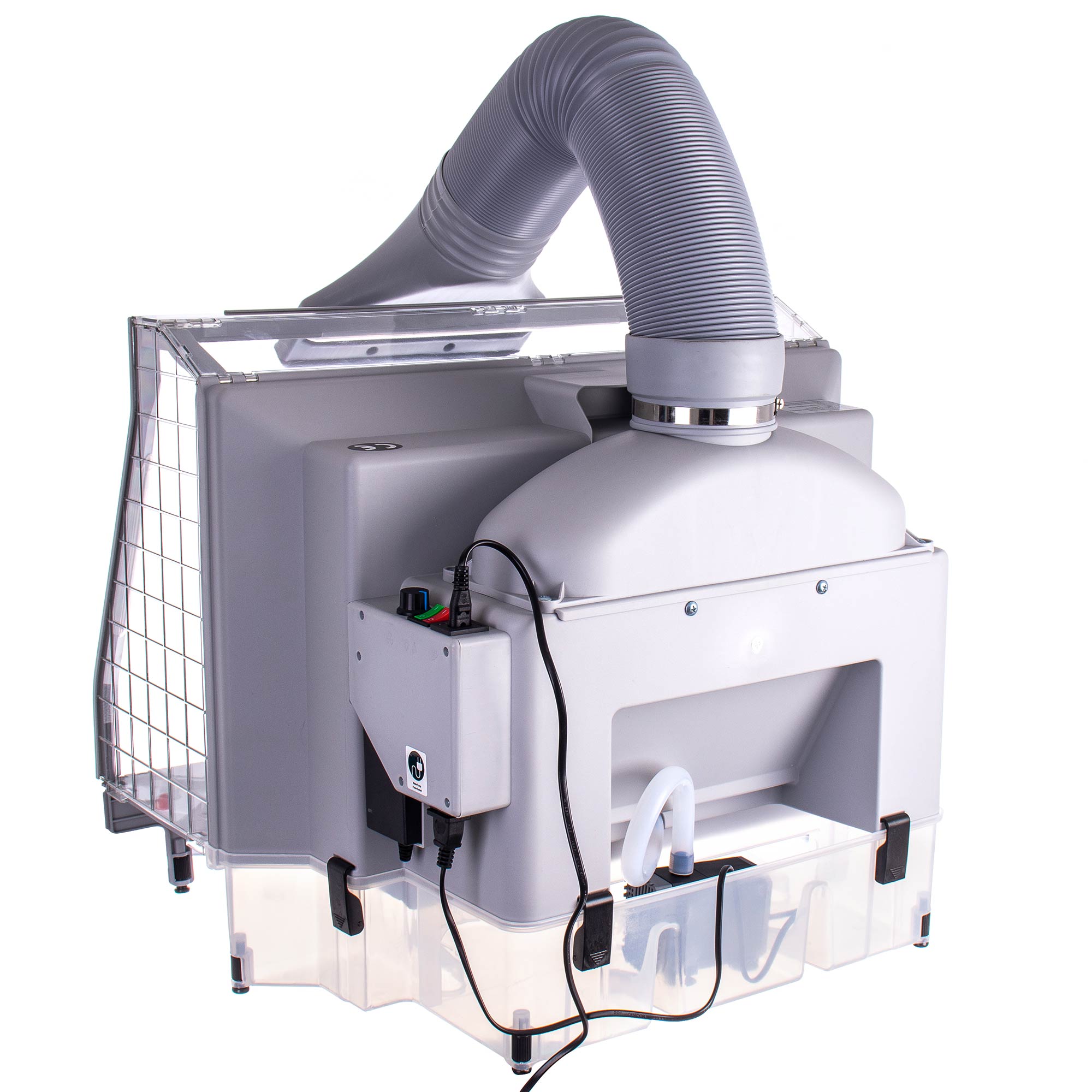 Modelovací kabina - Stříkací box HS-E600 - s osvětlením LED, s ventilátorem, rotačním stojanem a vodní clonou - pro airbrush modeláře