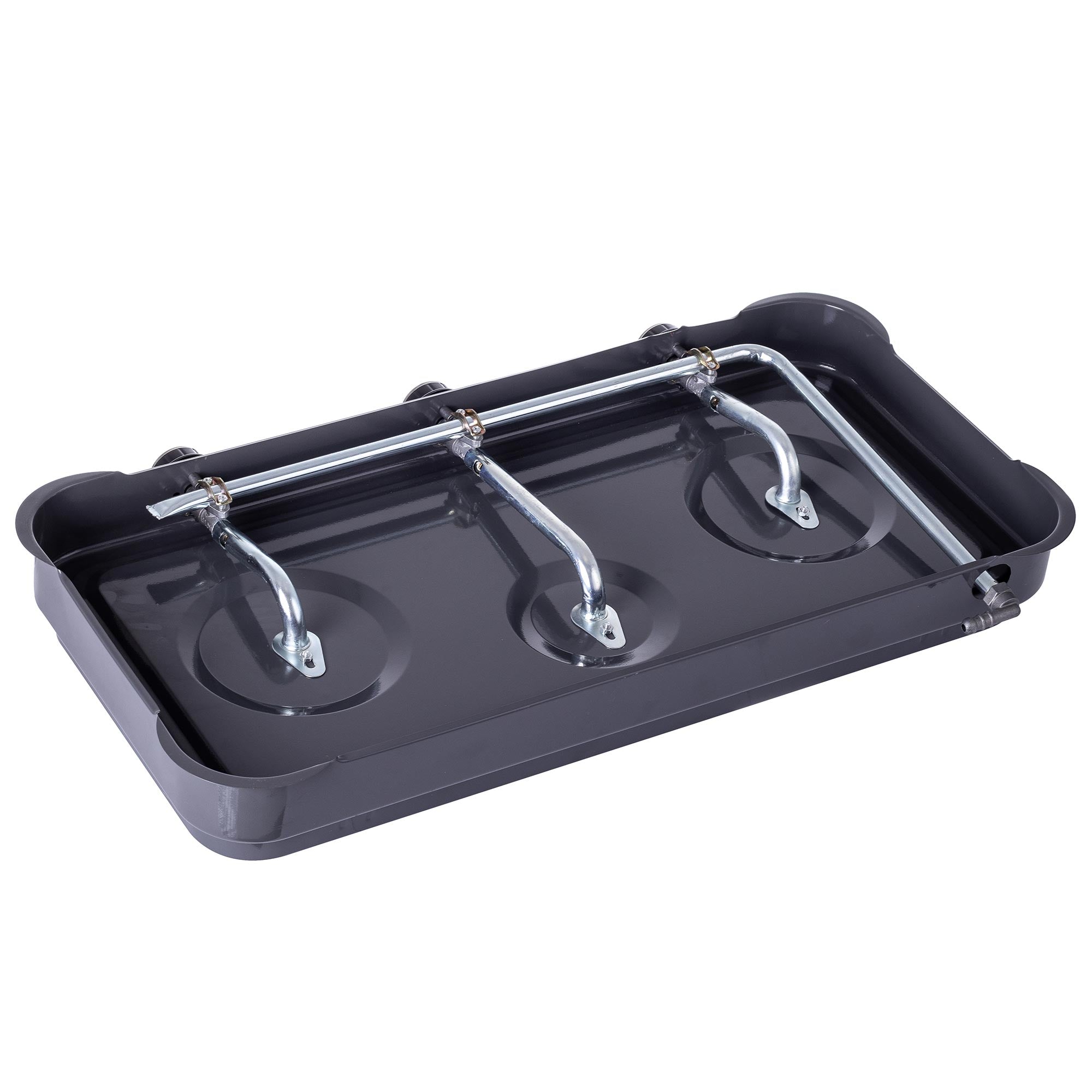 Přenosný plynový sporák, 3 hořáky, šedý, velký turistický válec