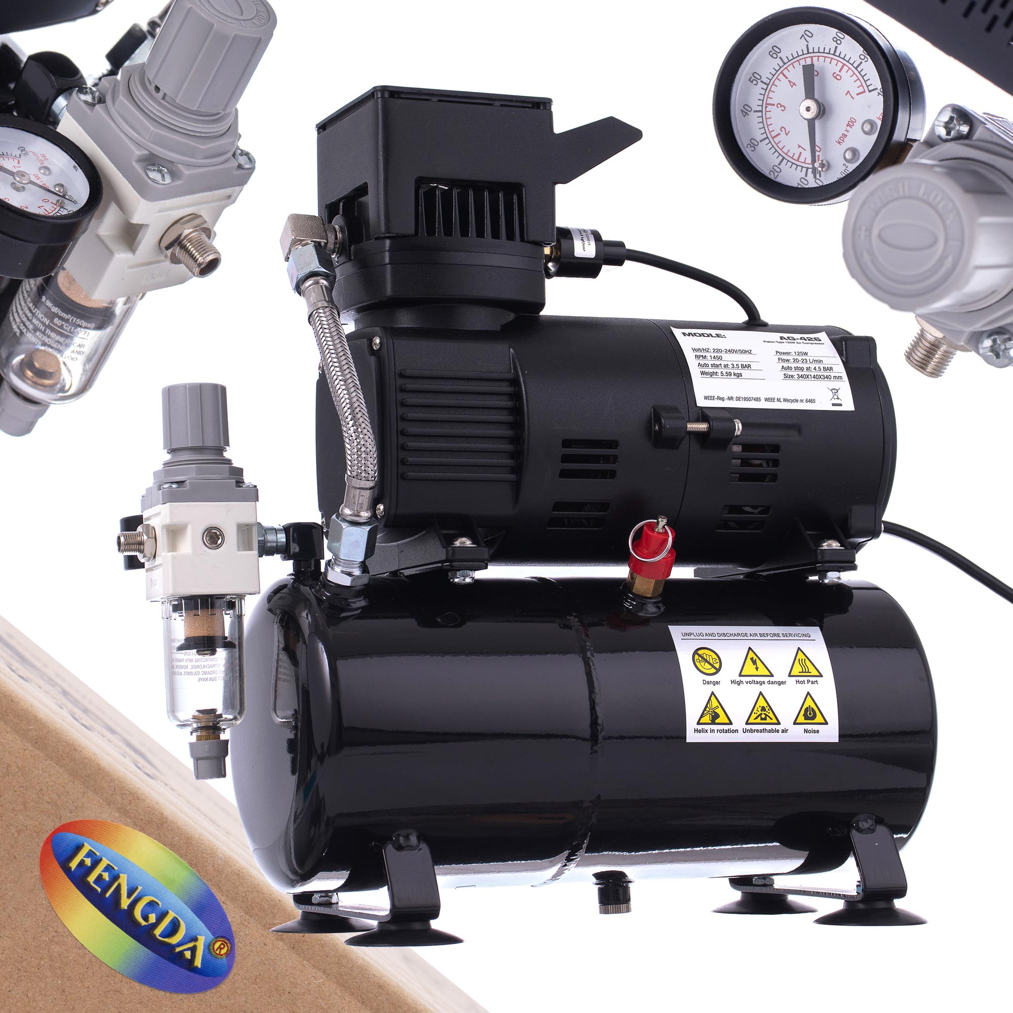 Kompresor pro Airbrush VÁLEC Dva ventilátory FENGDA