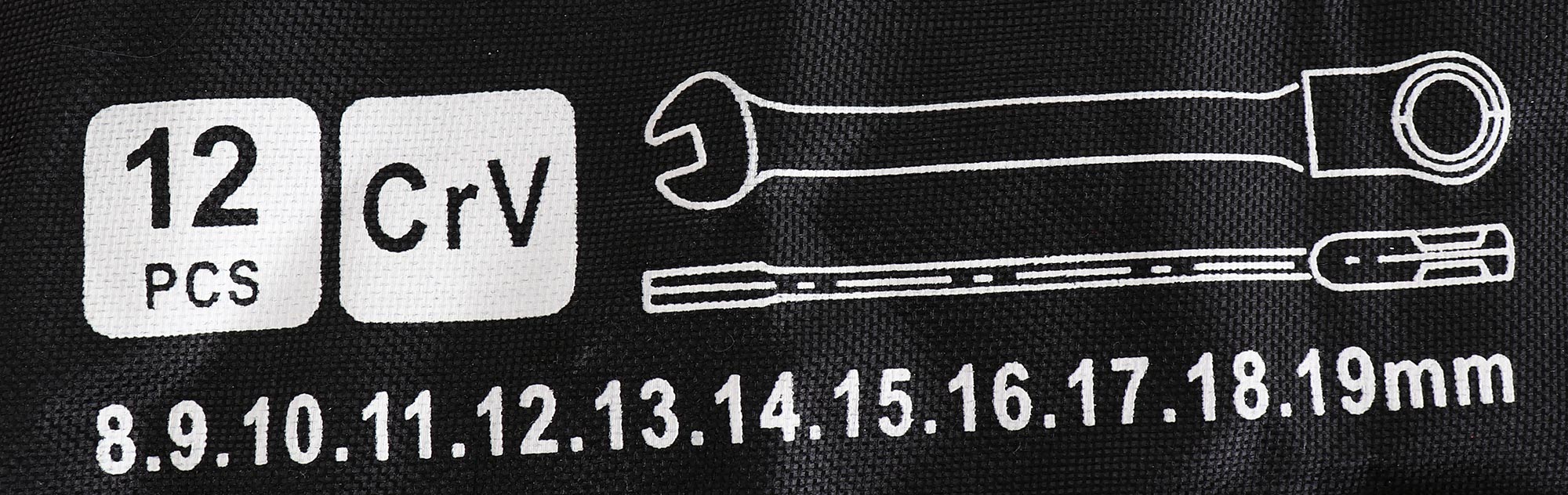 Kombinované ráčnové klíče CrV ocel 12 dílů 8-19 mm