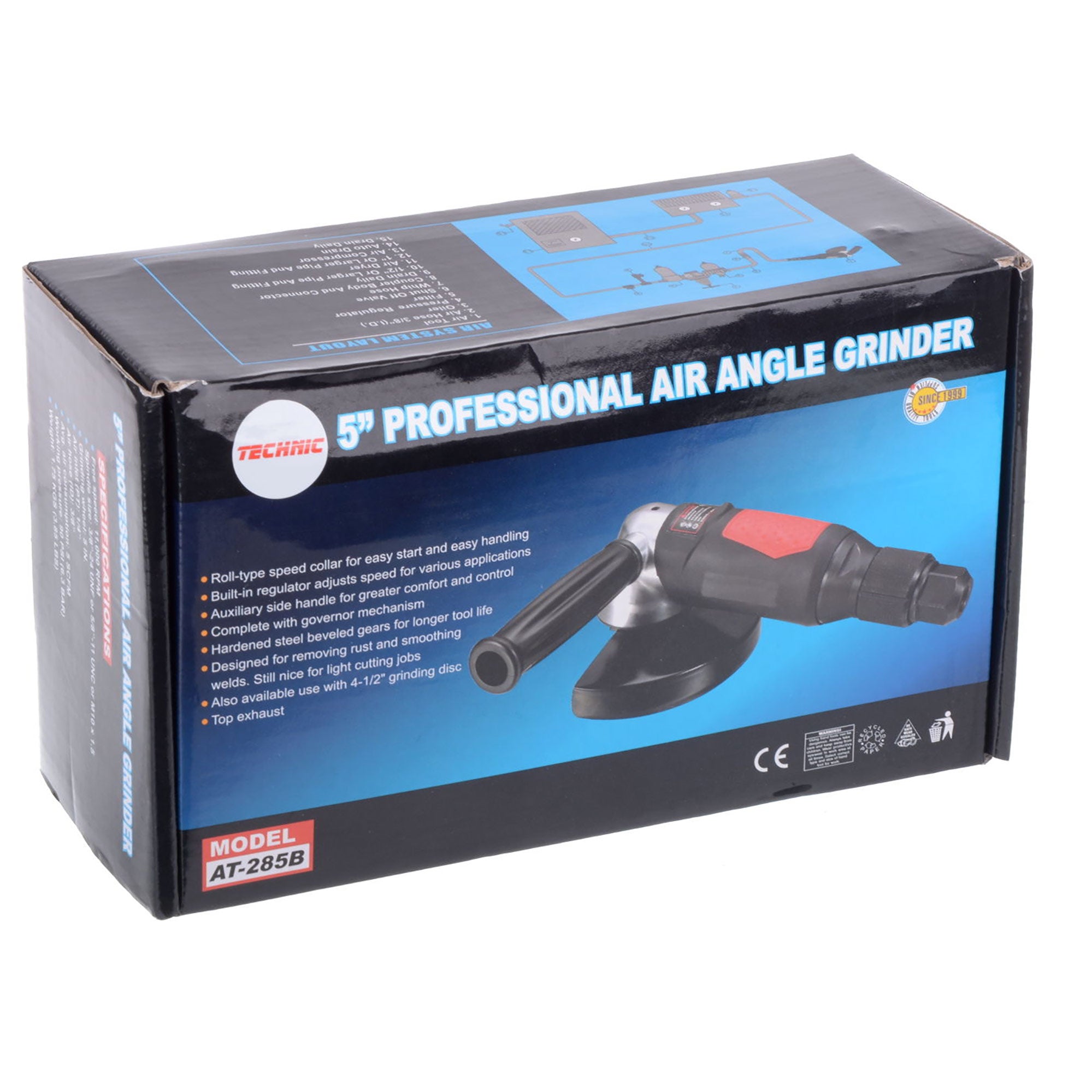 Pneumatická bruska úhel 125mm, nastavení M14