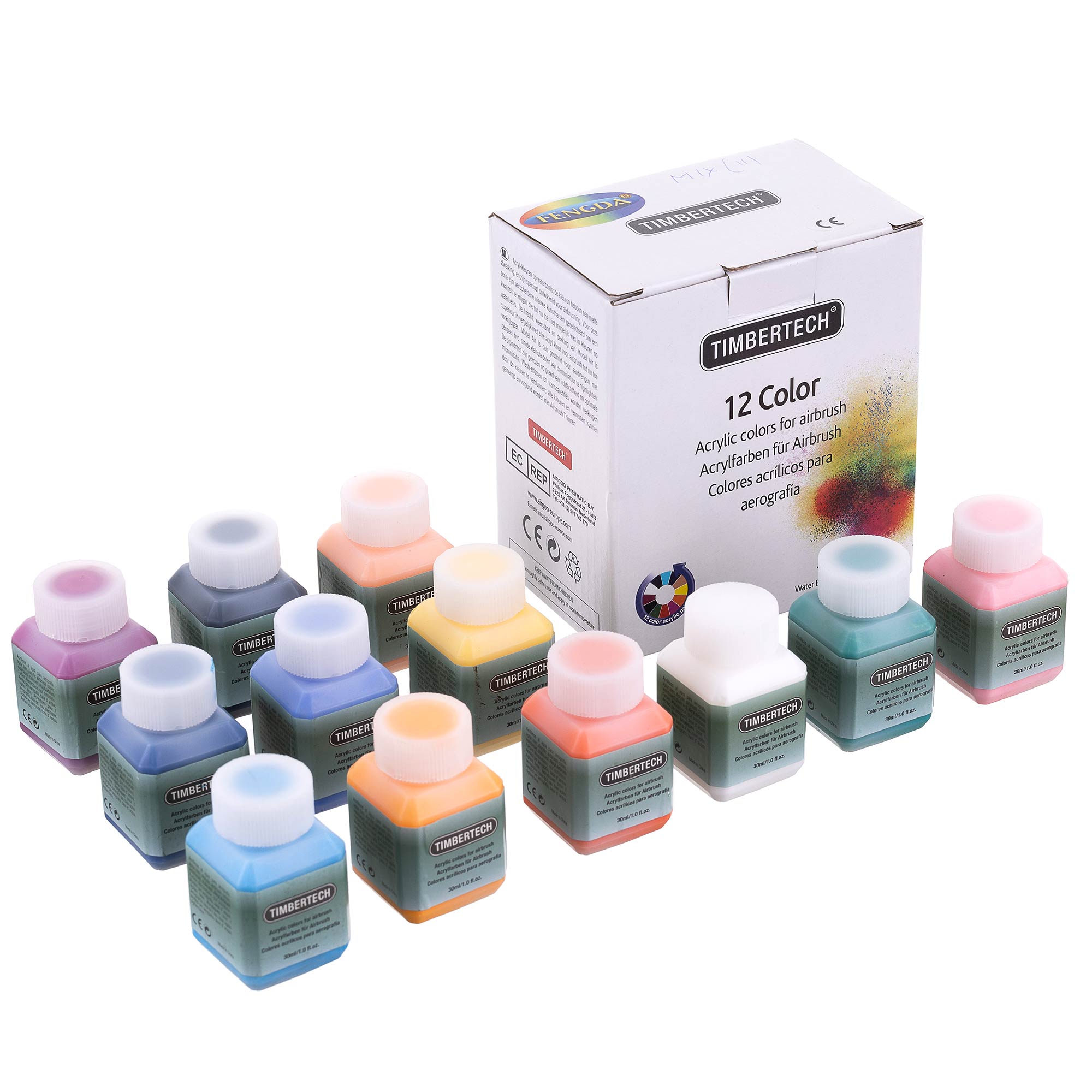 Akrylové barvy 12X 30Ml 12 Pro airbrush Timbertech