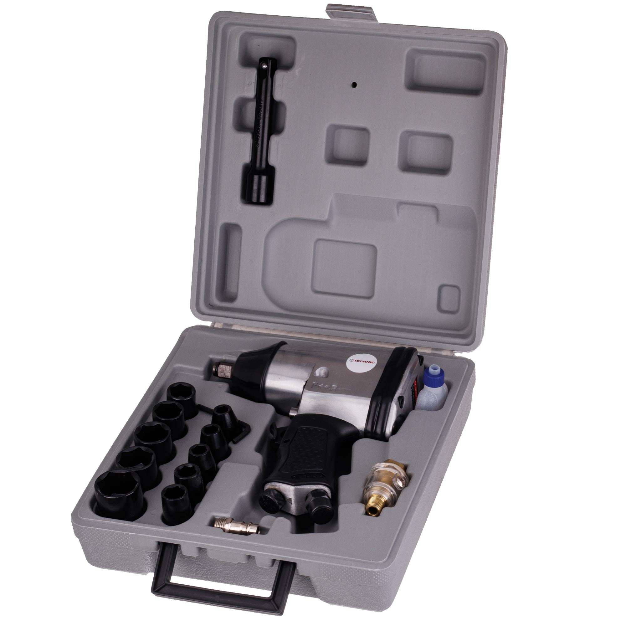 PNEUMATICKÝ RÁZOVÝ UTAHOVÁK S NÁSTAVCI 1/2" 340 Nm 9–27 mm NA KOLA 7000 O/MIN