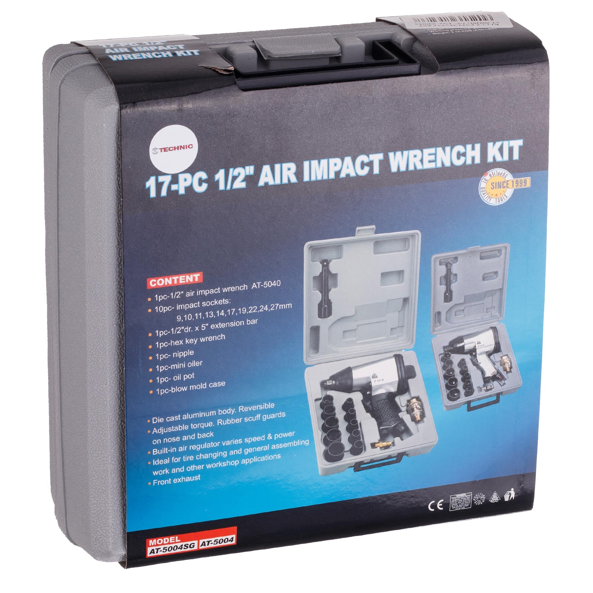 PNEUMATICKÝ RÁZOVÝ UTAHOVÁK S NÁSTAVCI 1/2" 340 Nm 9–27 mm NA KOLA 7000 O/MIN