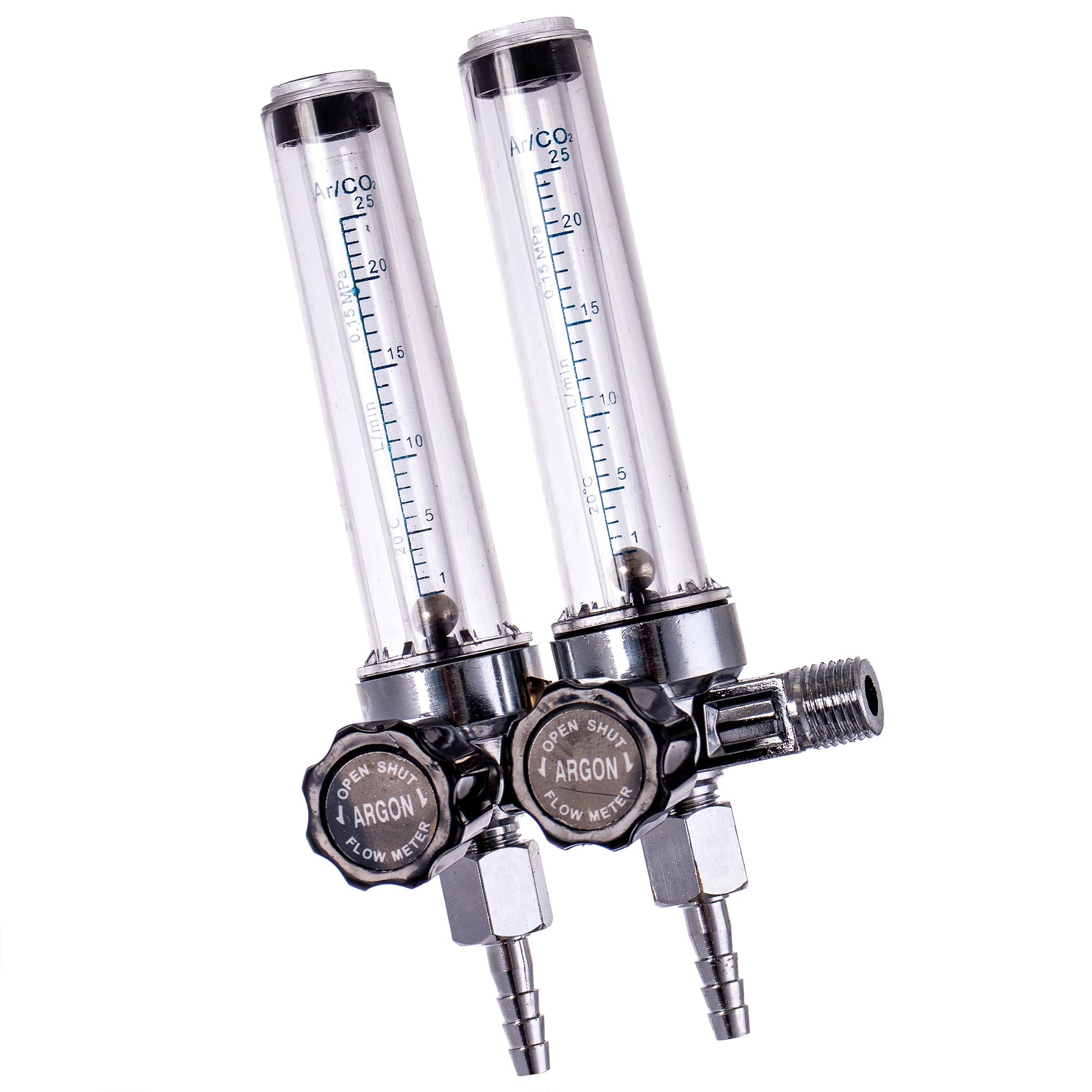Dvojitý rotametr pro reduktor ARGON CO2 MIX M14
