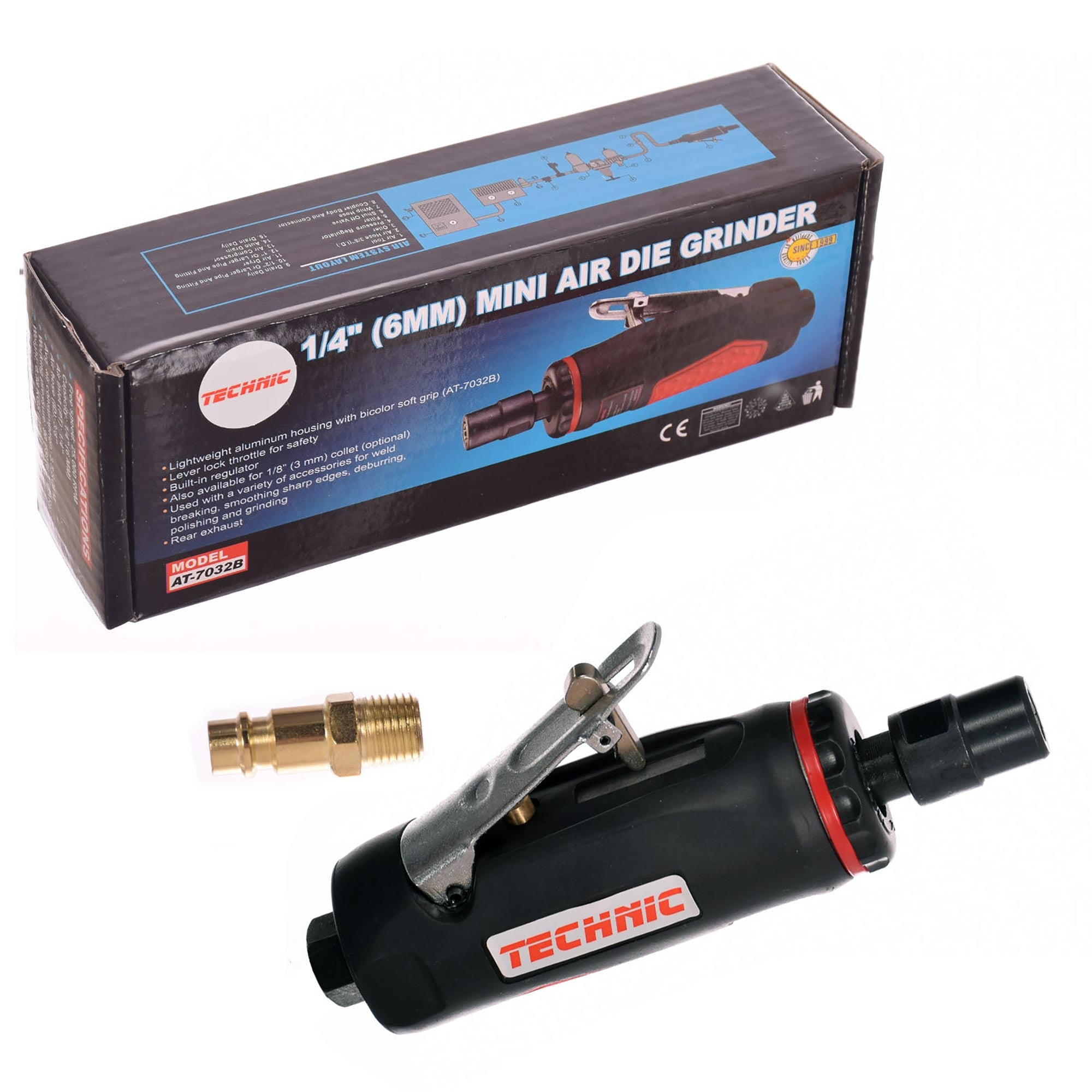 Pneumatická stopková bruska přímá 6mm