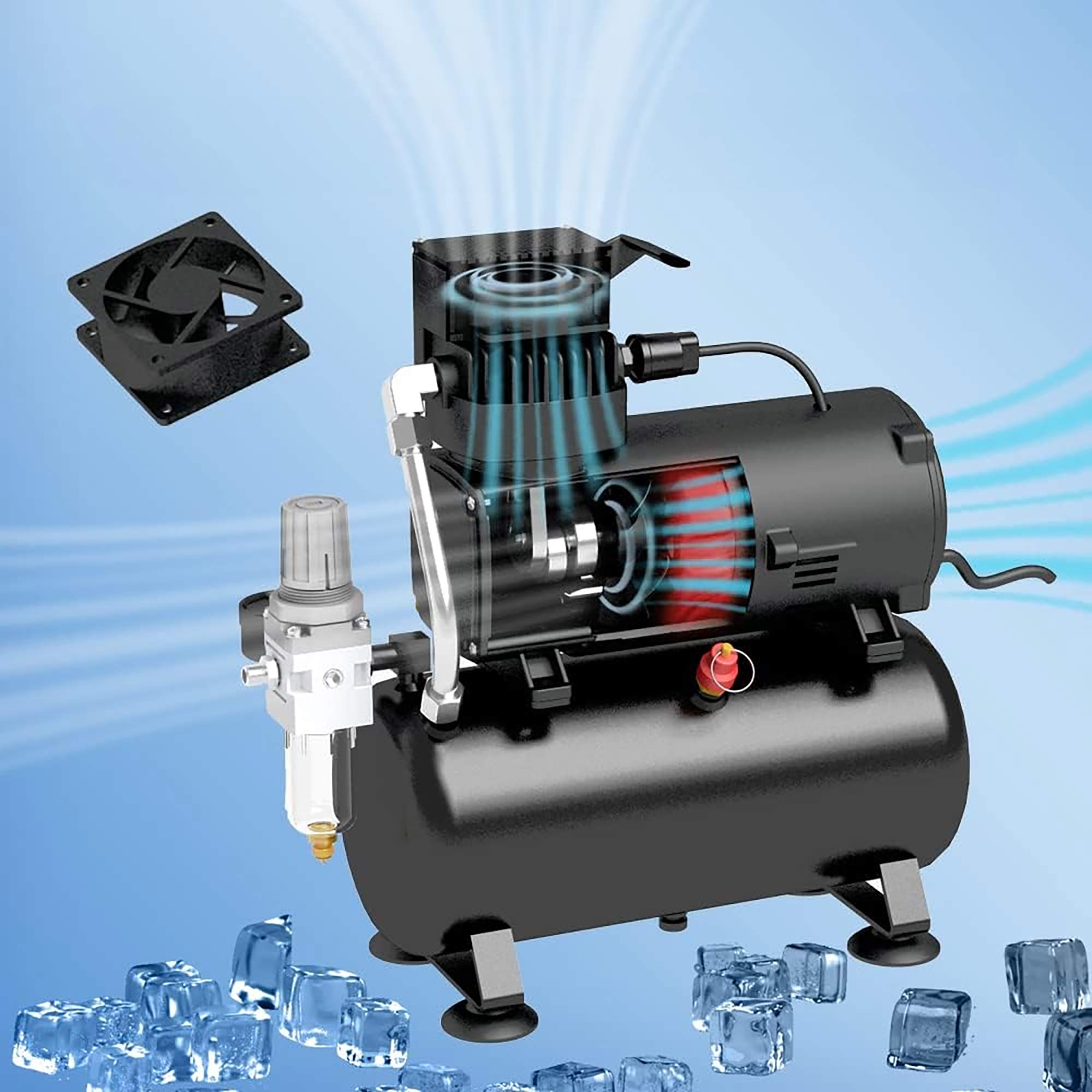 Kompresor pro Airbrush VÁLEC Dva ventilátory FENGDA