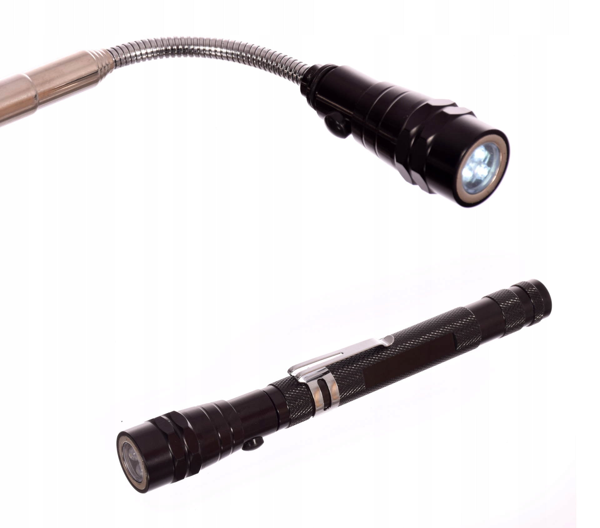 MAGNETICKÉ chapadlo, zahnuté, teleskopické, ohebné, svítilna, 3 LED, magnet