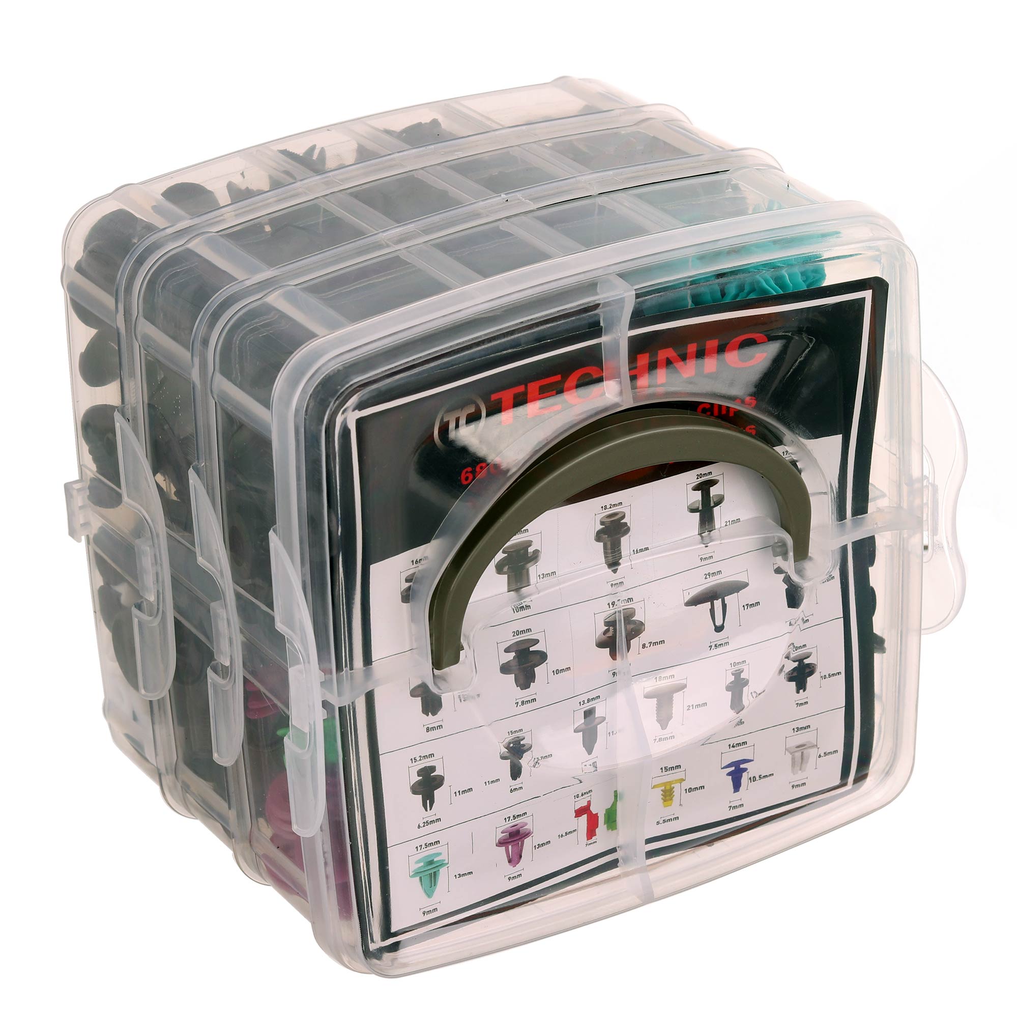 Sada klipů, kolíků, 680ks + stahováky čalounění Gripper