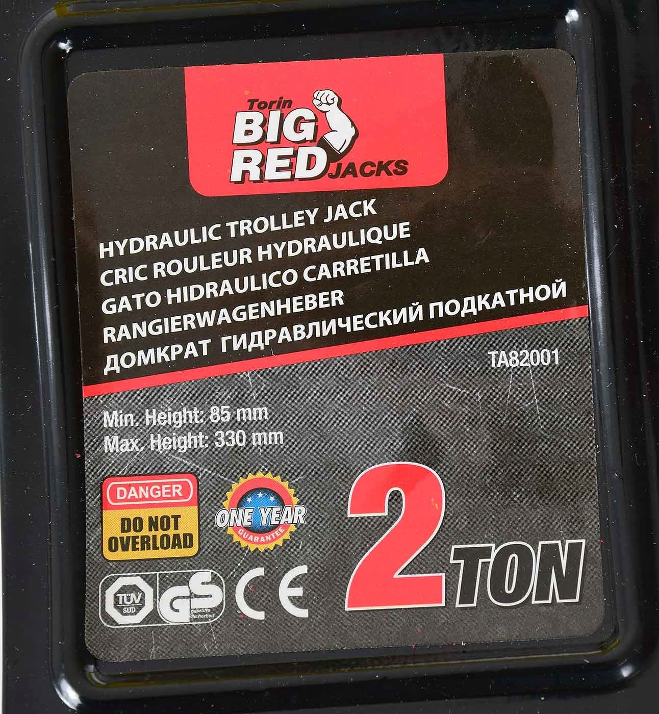 Frog Hydraulic Car Lift TORIN 2T nízký profil 85-330mm pryž