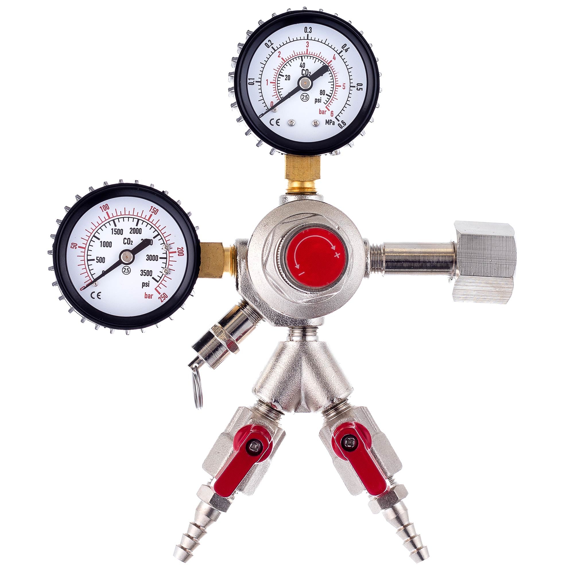 Reduktor CO2 pro vodu Pivo Víno Cider Double Fuse 2x 8mm ventily