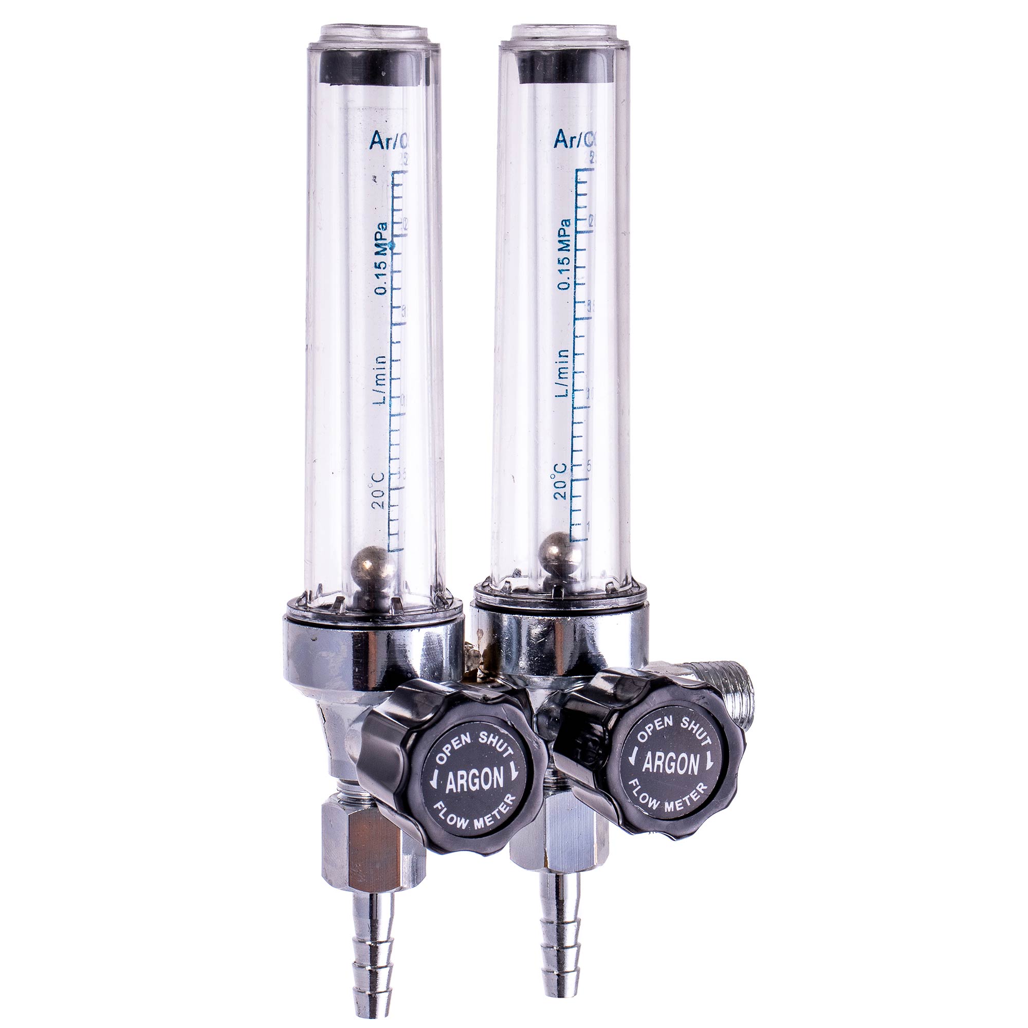 Dvojitý rotametr pro reduktor ARGON CO2 MIX M14