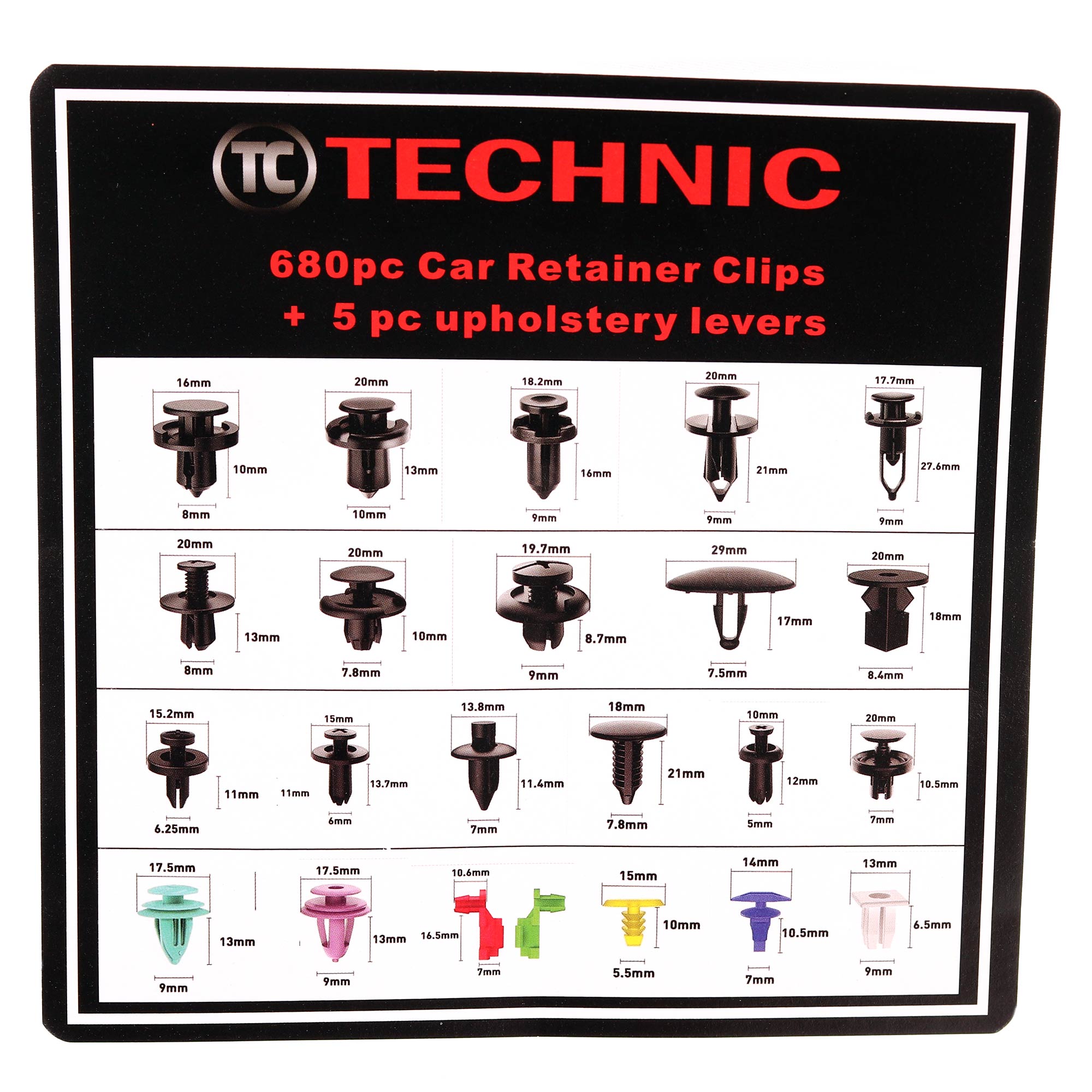 Sada klipů, kolíků, 680ks + stahováky čalounění Gripper