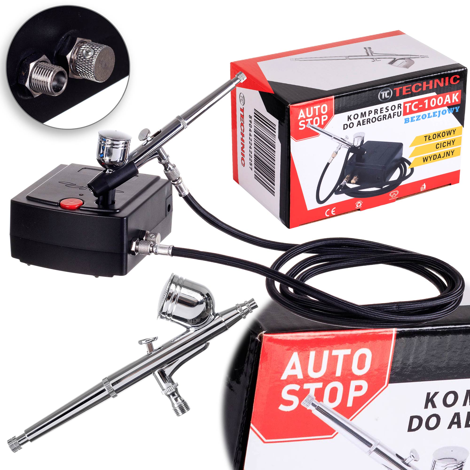 Tichý kompresor Airbrush Hadice Airbrush Nastavení kompresoru AUTO STOP