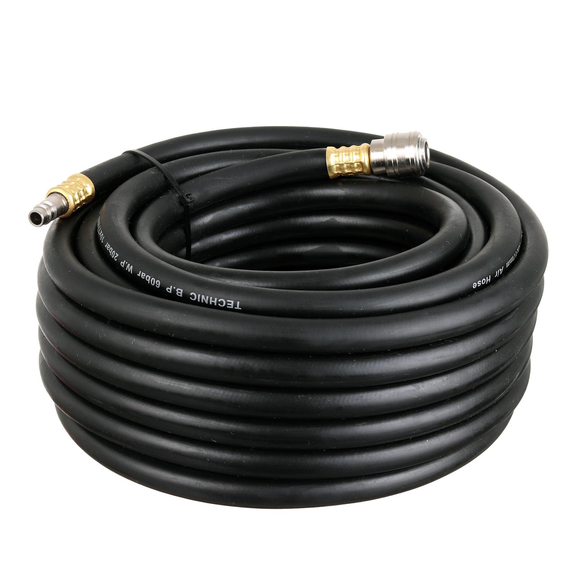 Pružná pneumatická hadice 10x17mm 10m pryžová s rychlospojkami