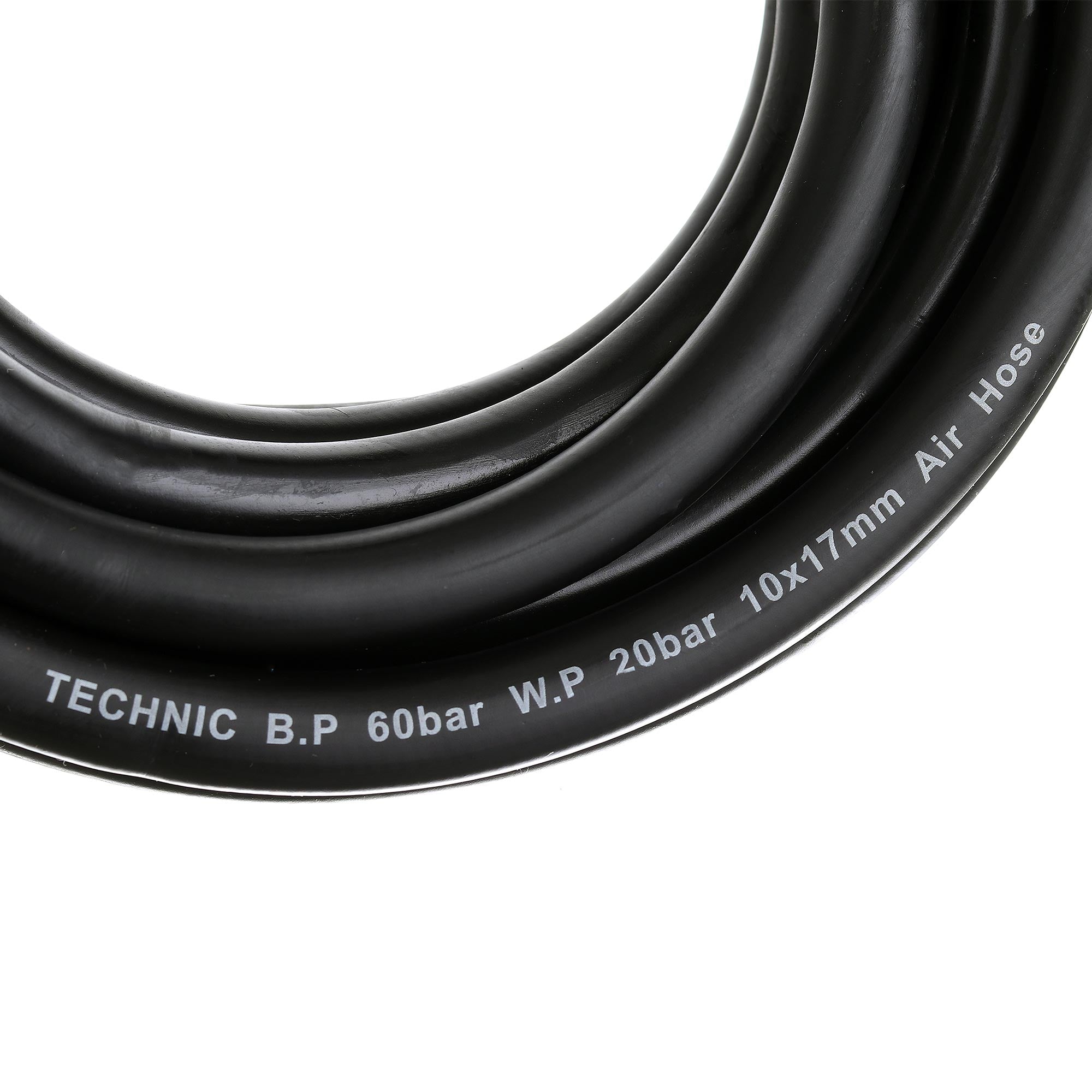 Pružná pneumatická hadice 10x17mm 5m pryžová s rychlospojkami