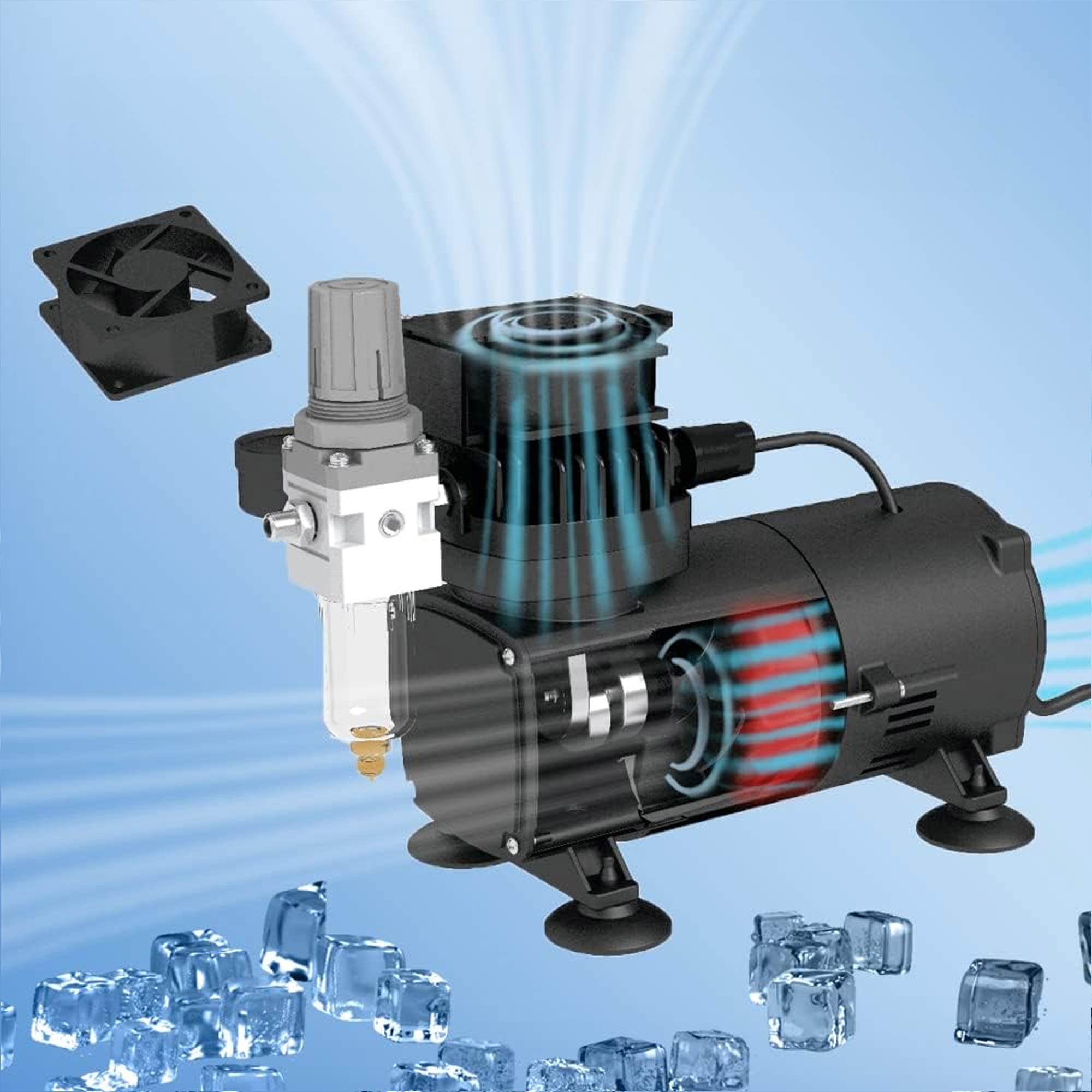 Kompresor, AG-420 FENGDA pro Airbrush 2x Ventilátor 4,5bar redukce + filtr