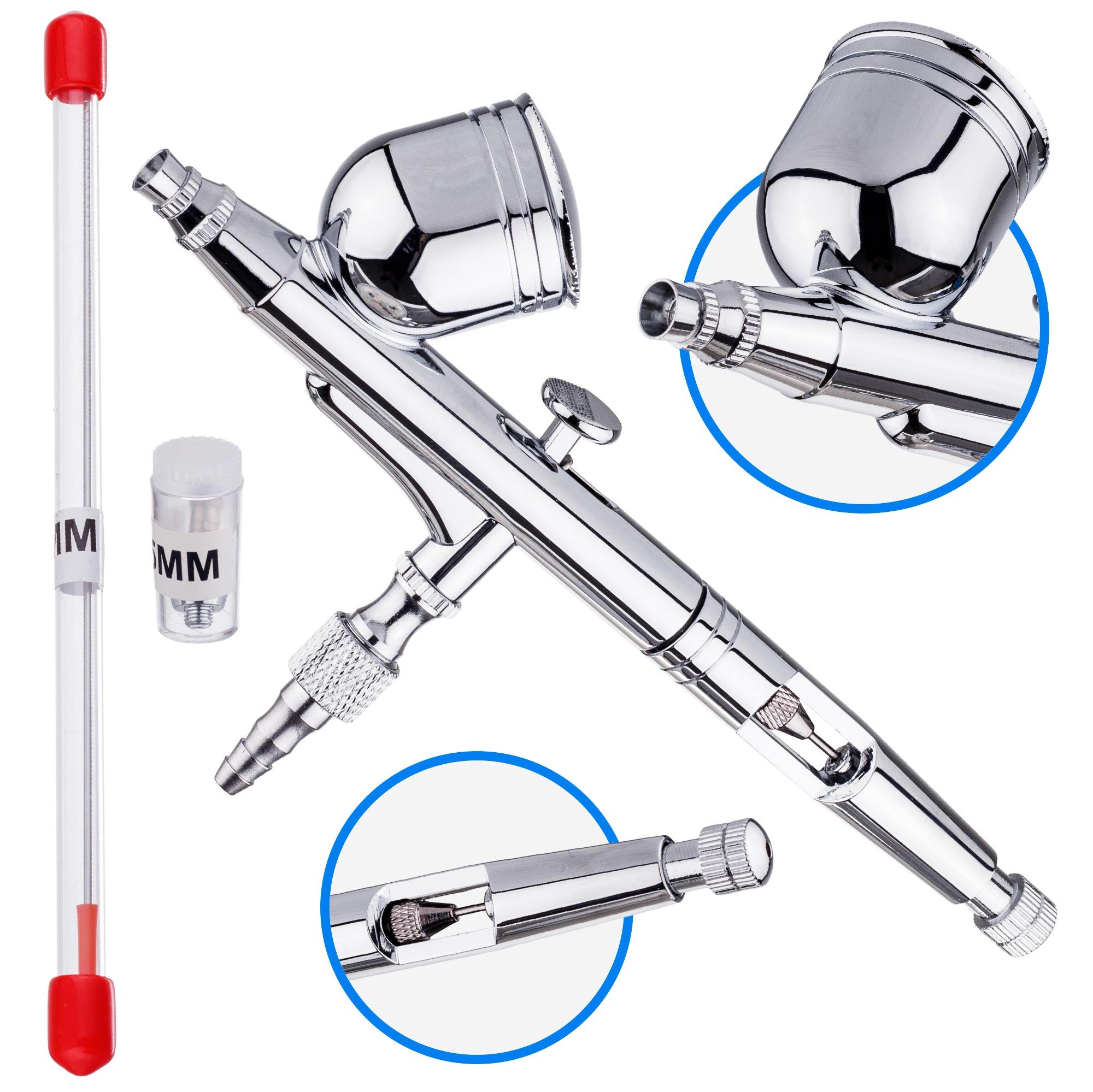 Airbrush pistole AB-130J s tryskou 0,3mm + 0,2mm nadrz 7cm3 profesionalni DUAL ACTION
