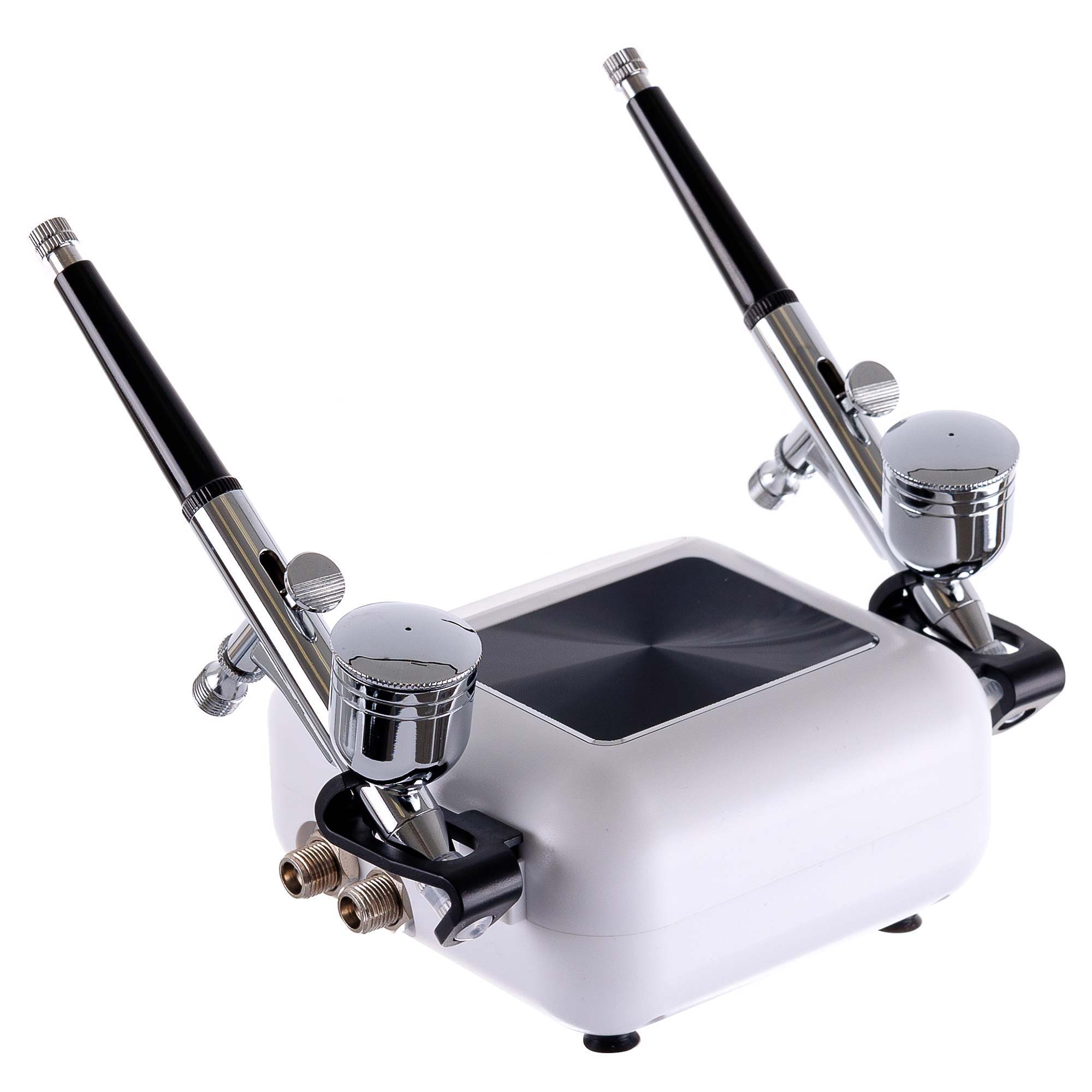 Tichý kompresor MINI Airbrush 2x Airbrush, hadice, ovládání AUTO STOP