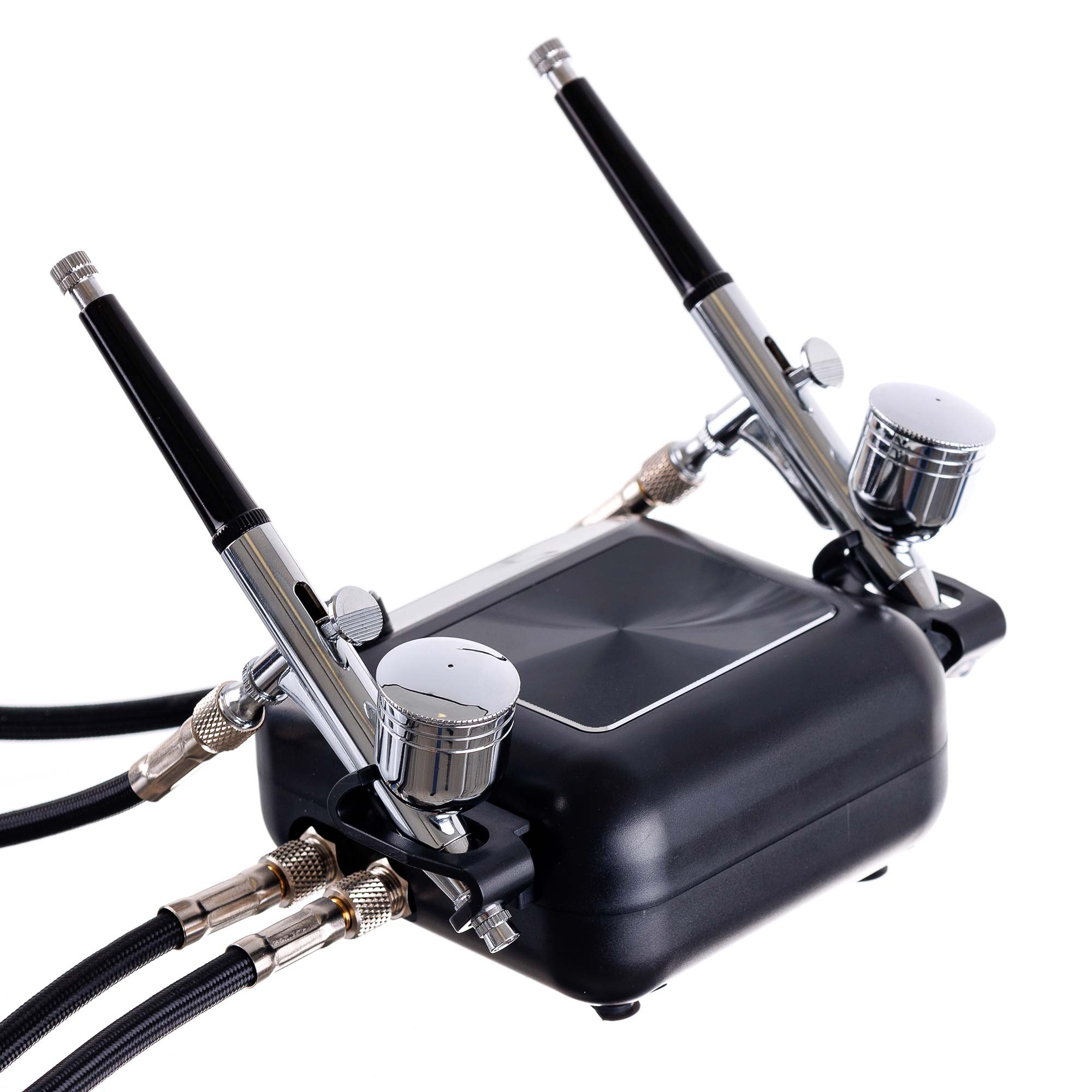 Tichý kompresor pro DVA Airbrush, 2x Airbrush 0,3, Hadice 170cm, Nastav.