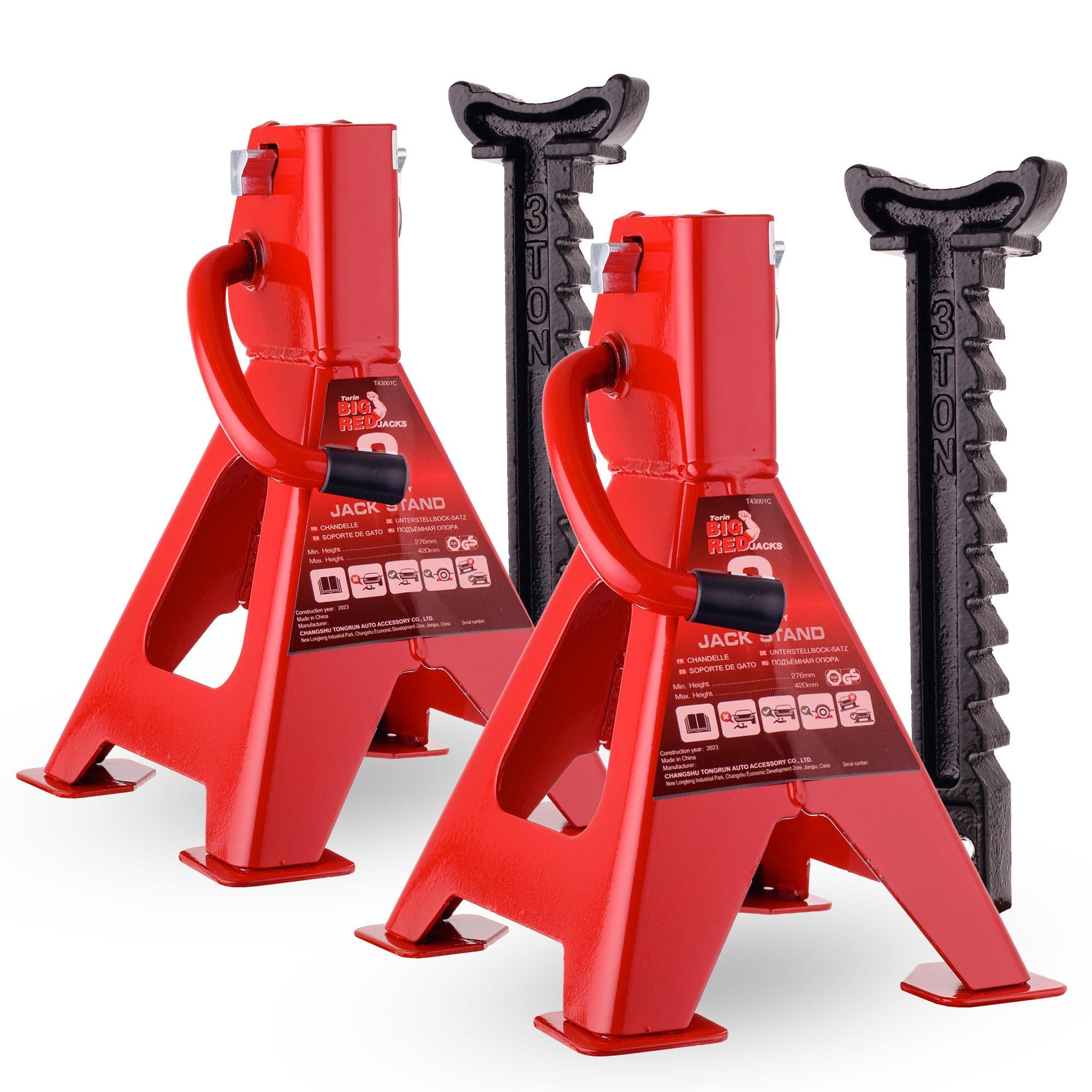 Sada 2 stojanů na auto 3T 3000KG– nastavitelná výška až 420 mm, BIG RED