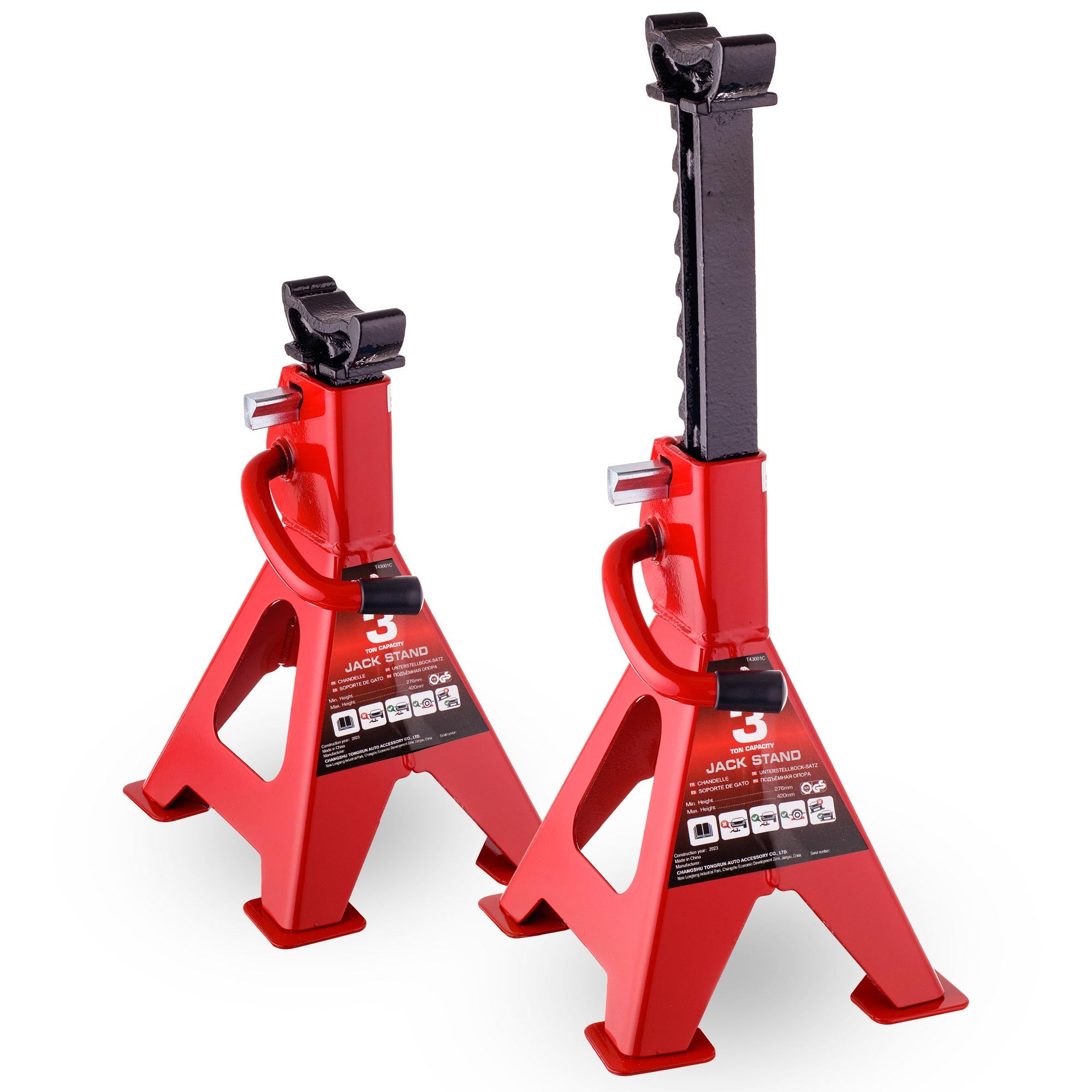 Sada 2 stojanů na auto 3T 3000KG– nastavitelná výška až 420 mm, BIG RED
