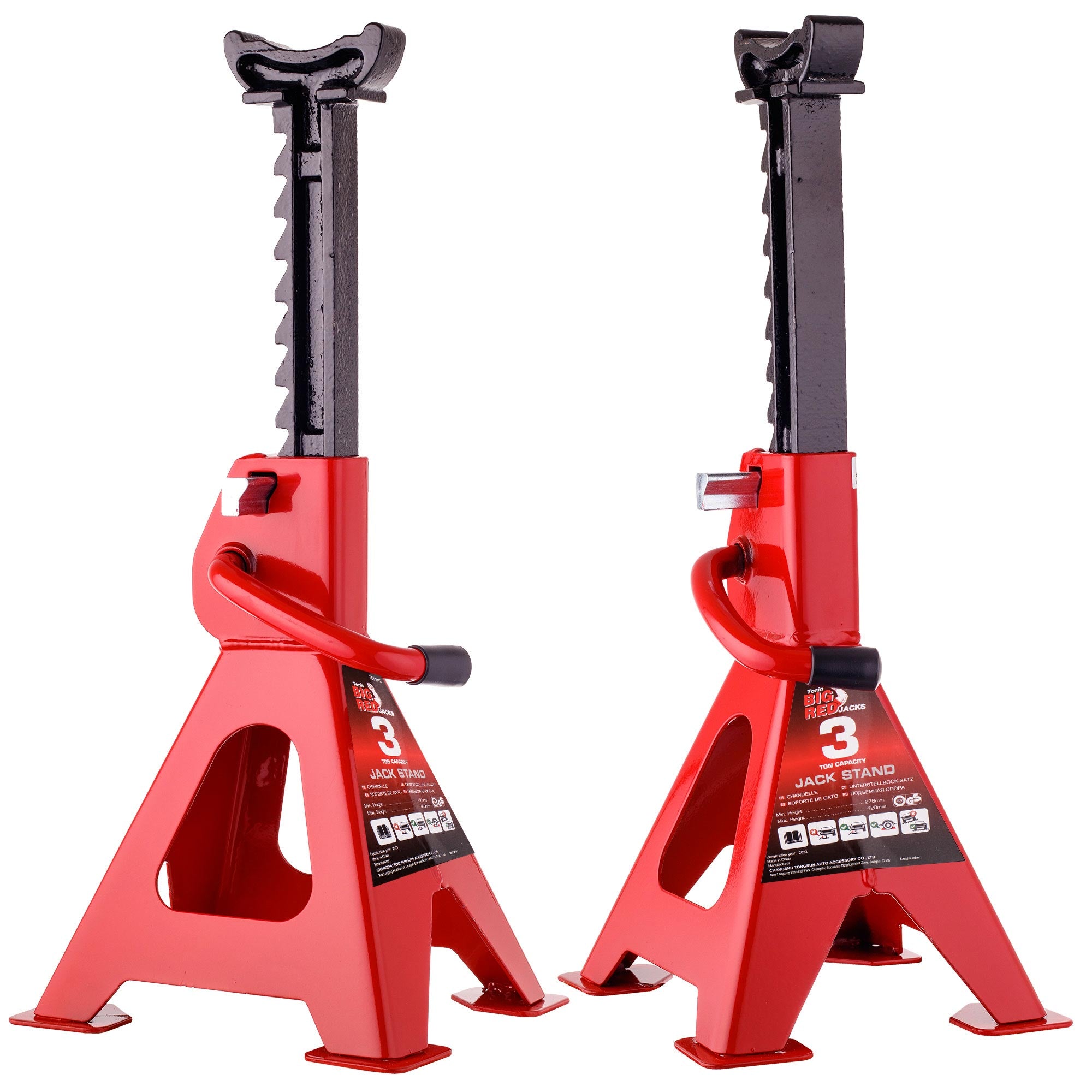 Sada 2 stojanů na auto 3T 3000KG– nastavitelná výška až 420 mm, BIG RED