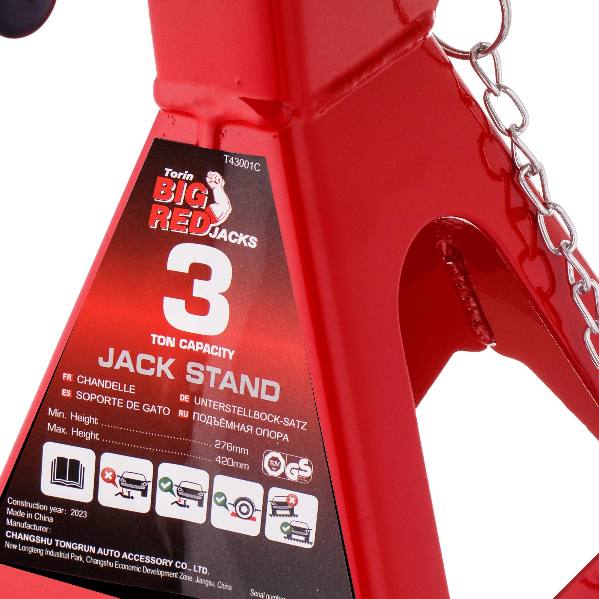 Sada 2 stojanů na auto 3T 3000KG– nastavitelná výška až 420 mm, BIG RED