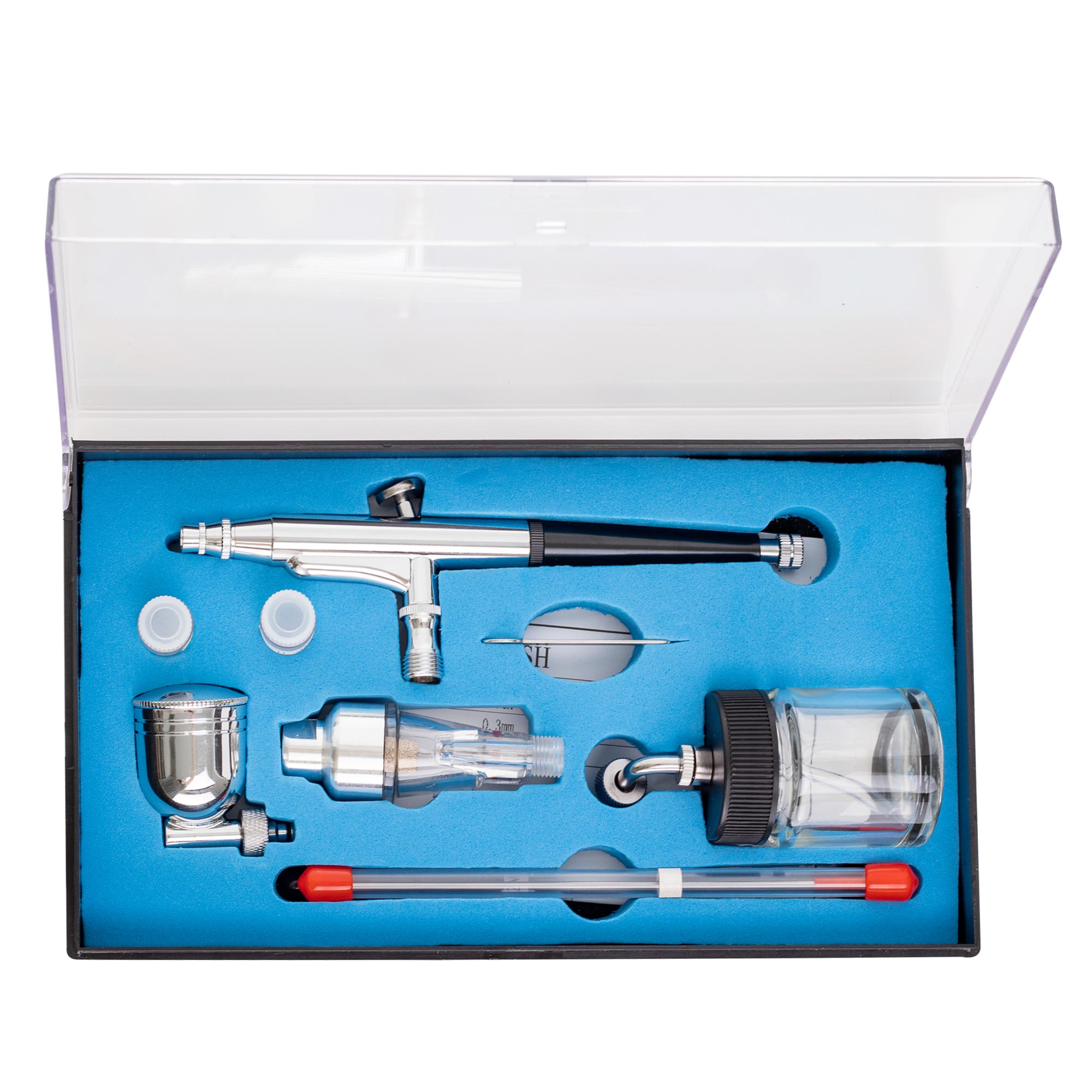 Profesionální airbrush, 3 trysky, sada 2 nádrží