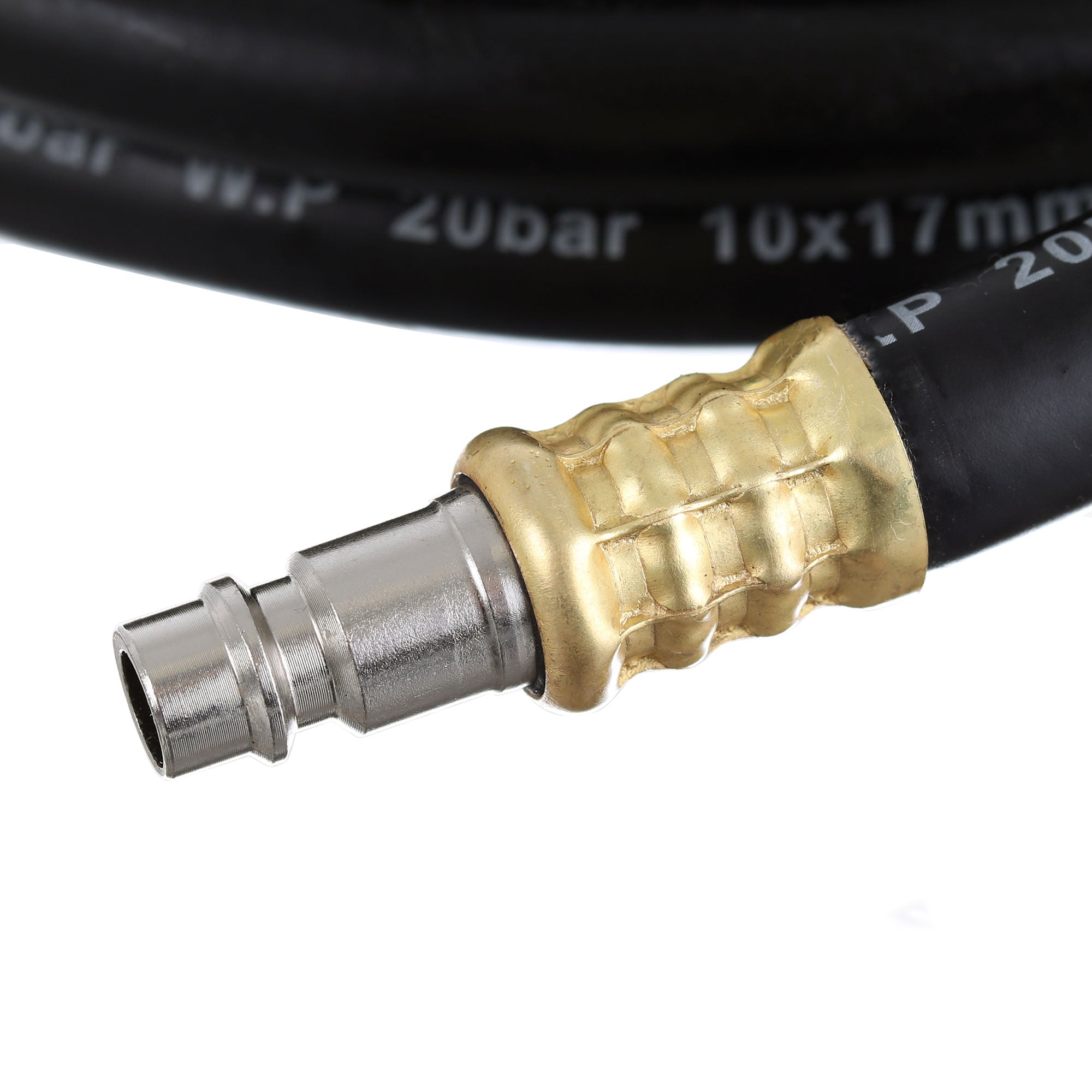 Pružná pneumatická hadice 10x17mm 15m pryžová s rychlospojkami