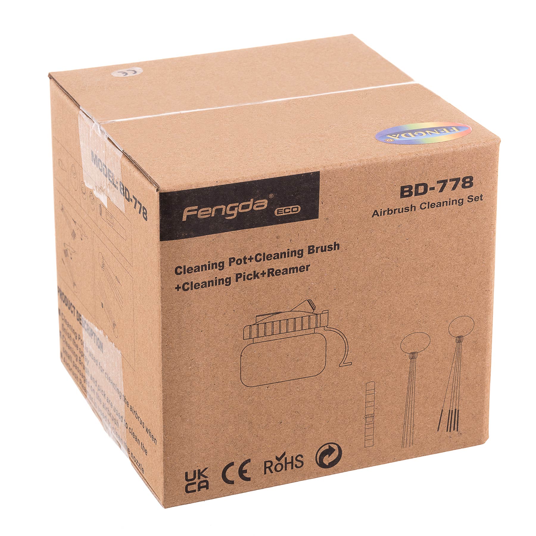 Sada na čištění airbrush pistolí - Nádrž, kartáče, jehly, stojan - BD-778