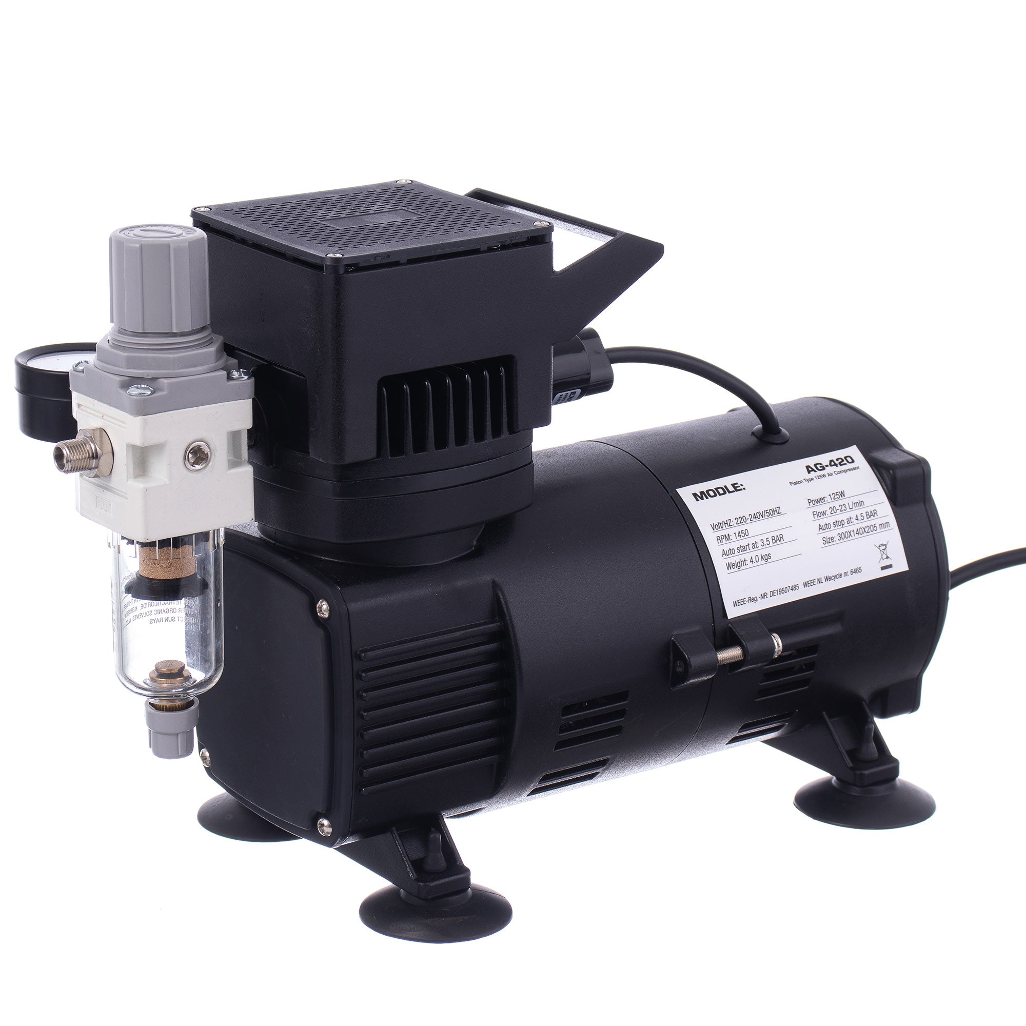 Kompresor, AG-420 FENGDA pro Airbrush 2x Ventilátor 4,5bar redukce + filtr