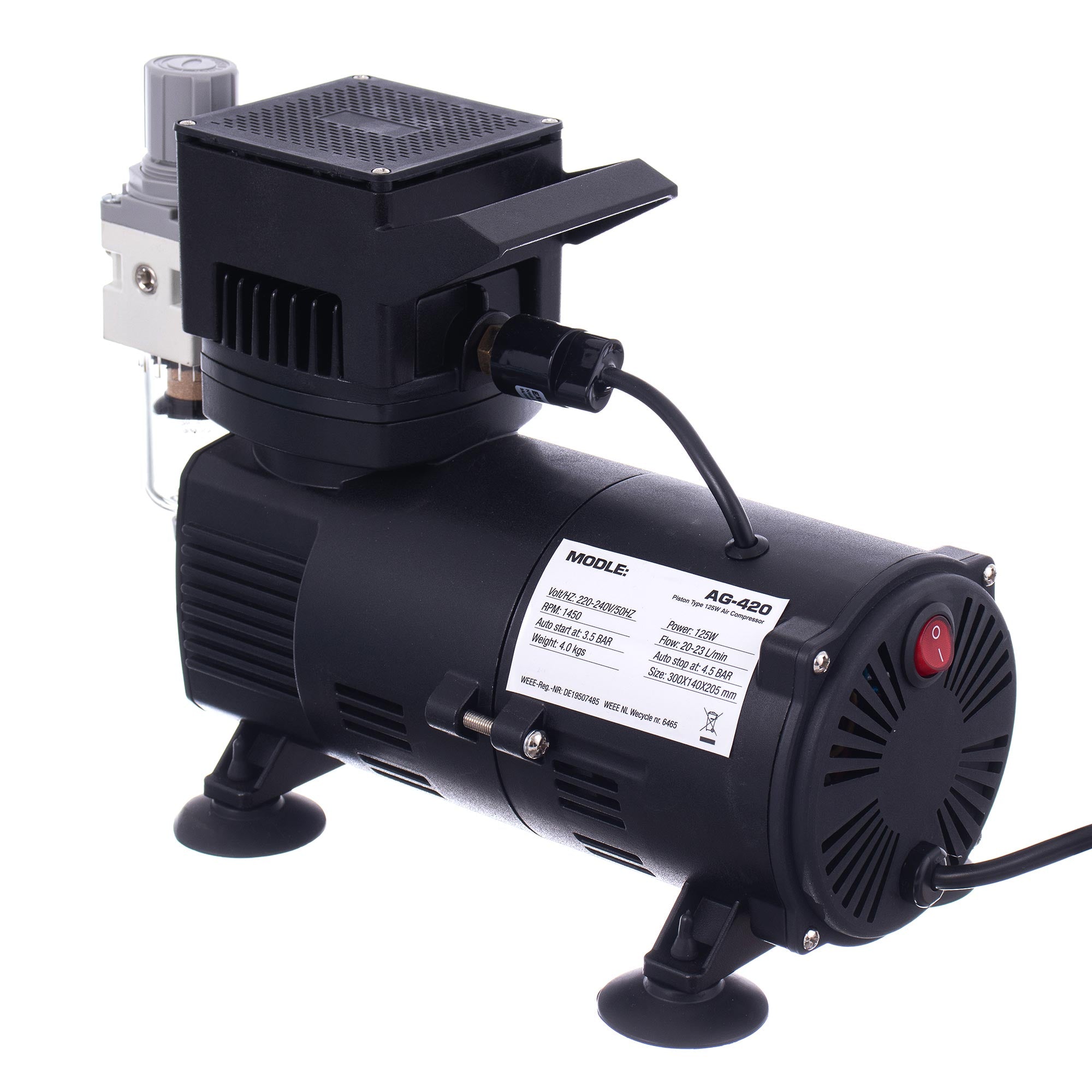 Kompresor, AG-420 FENGDA pro Airbrush 2x Ventilátor 4,5bar redukce + filtr