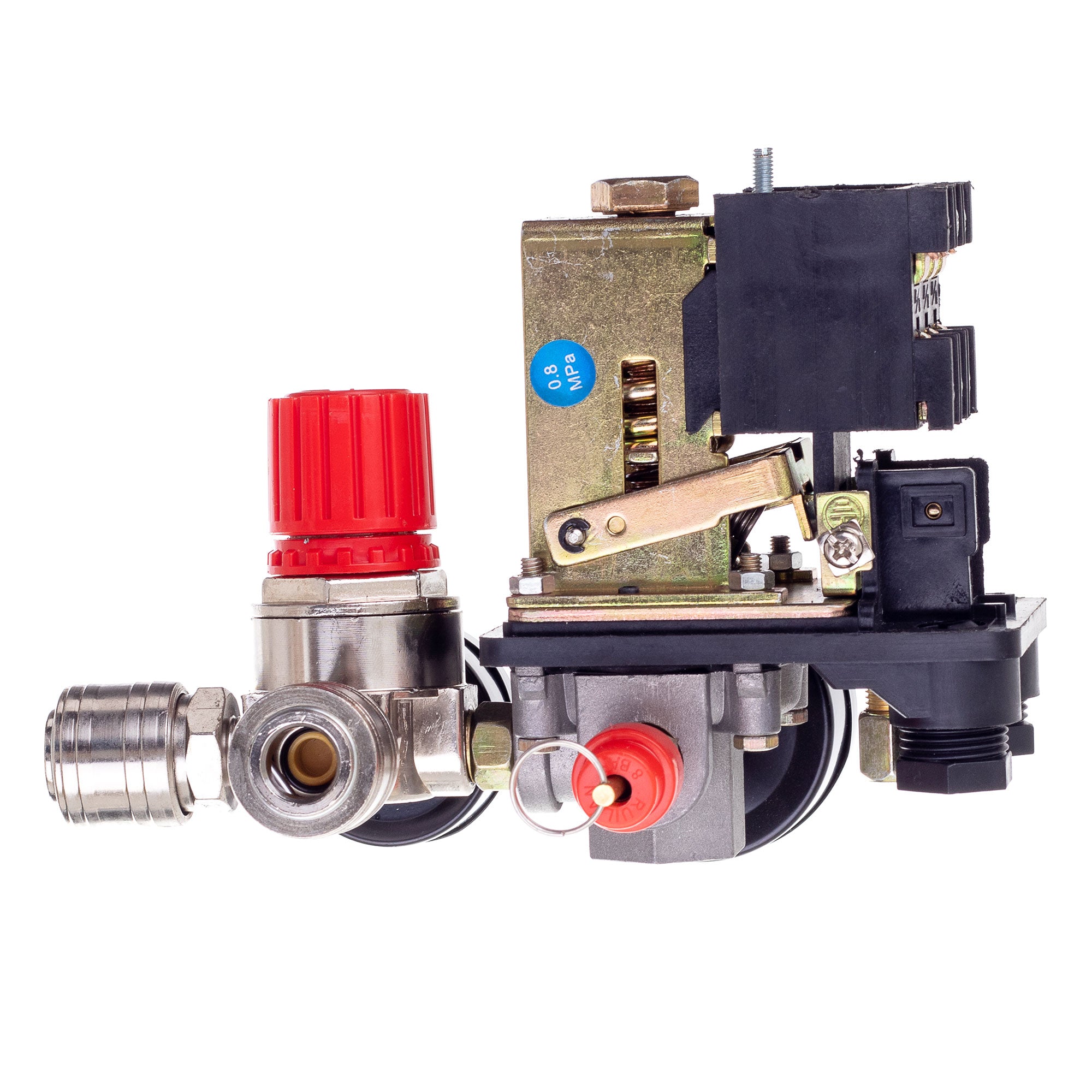 Tlakový spínač pro kompresory 1/4", 400V, Regulátor, 2x manometr, 2 x rychlospojka, PL400-2 TC Technic