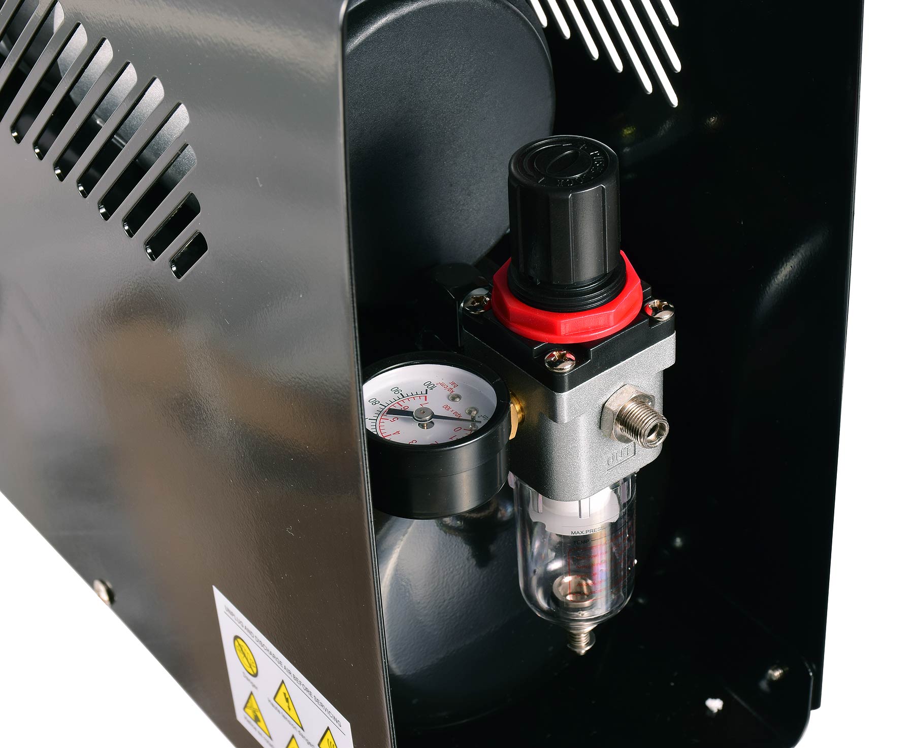 Airbrush kompresor AS-196A, až 6 barů, Dvouválcový, 40l/min, 3l nádrž, Vstup 1/8", s krytem