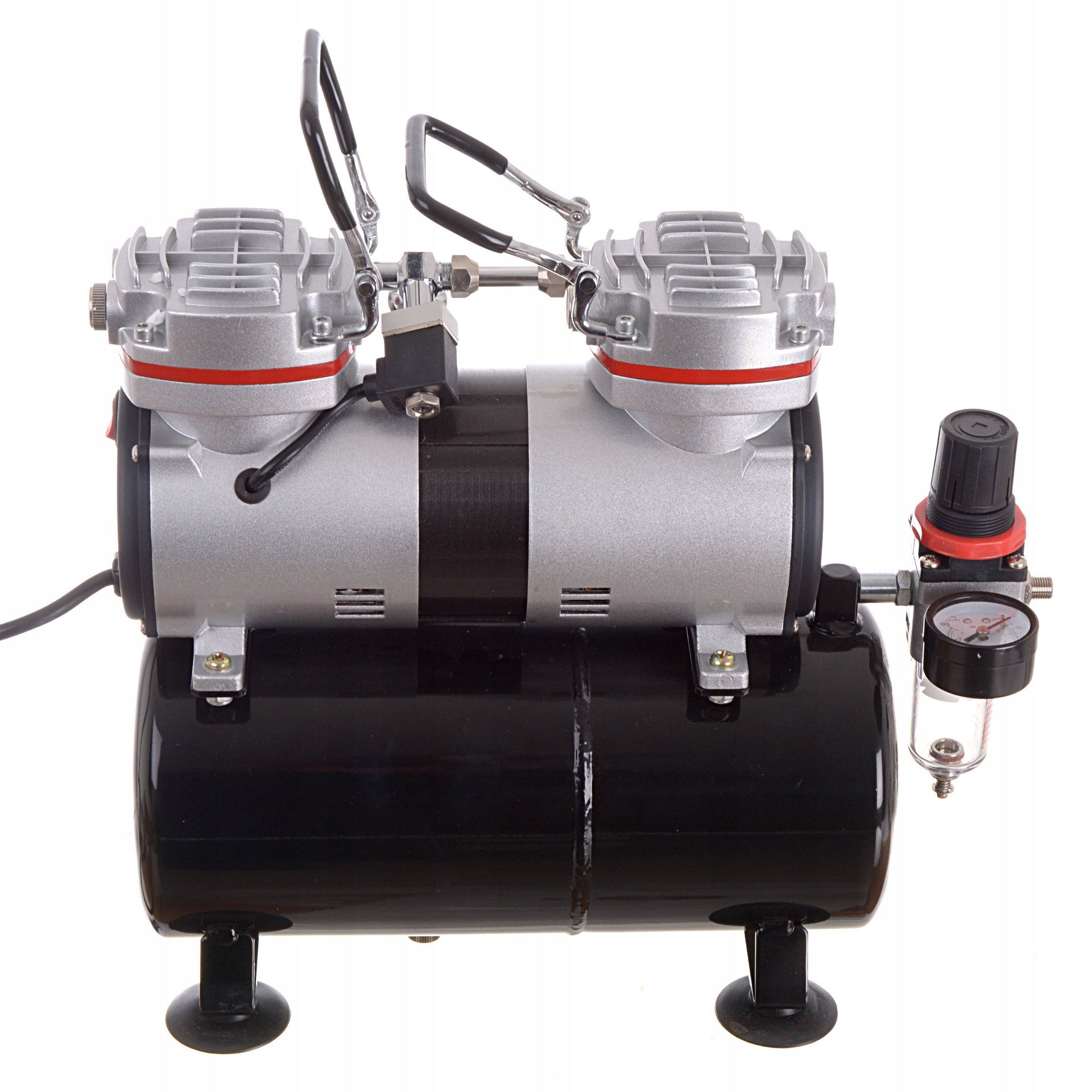 Airbrush kompresor AS-196, až 6 barů, Dvouválcový, 40l/min, 3l nádrž, Vstup 1/8"