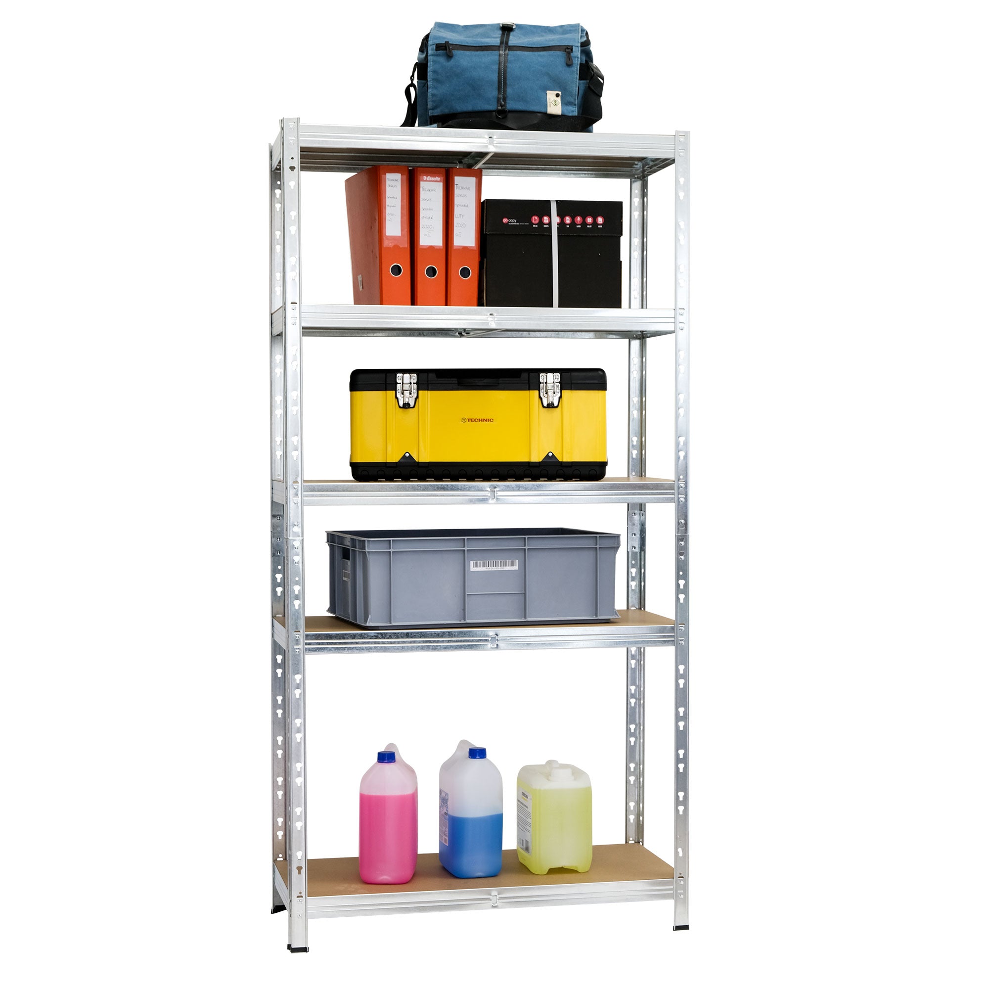 Úložný regál, garážový, 875kg! 190x90x40cm, 5 polic