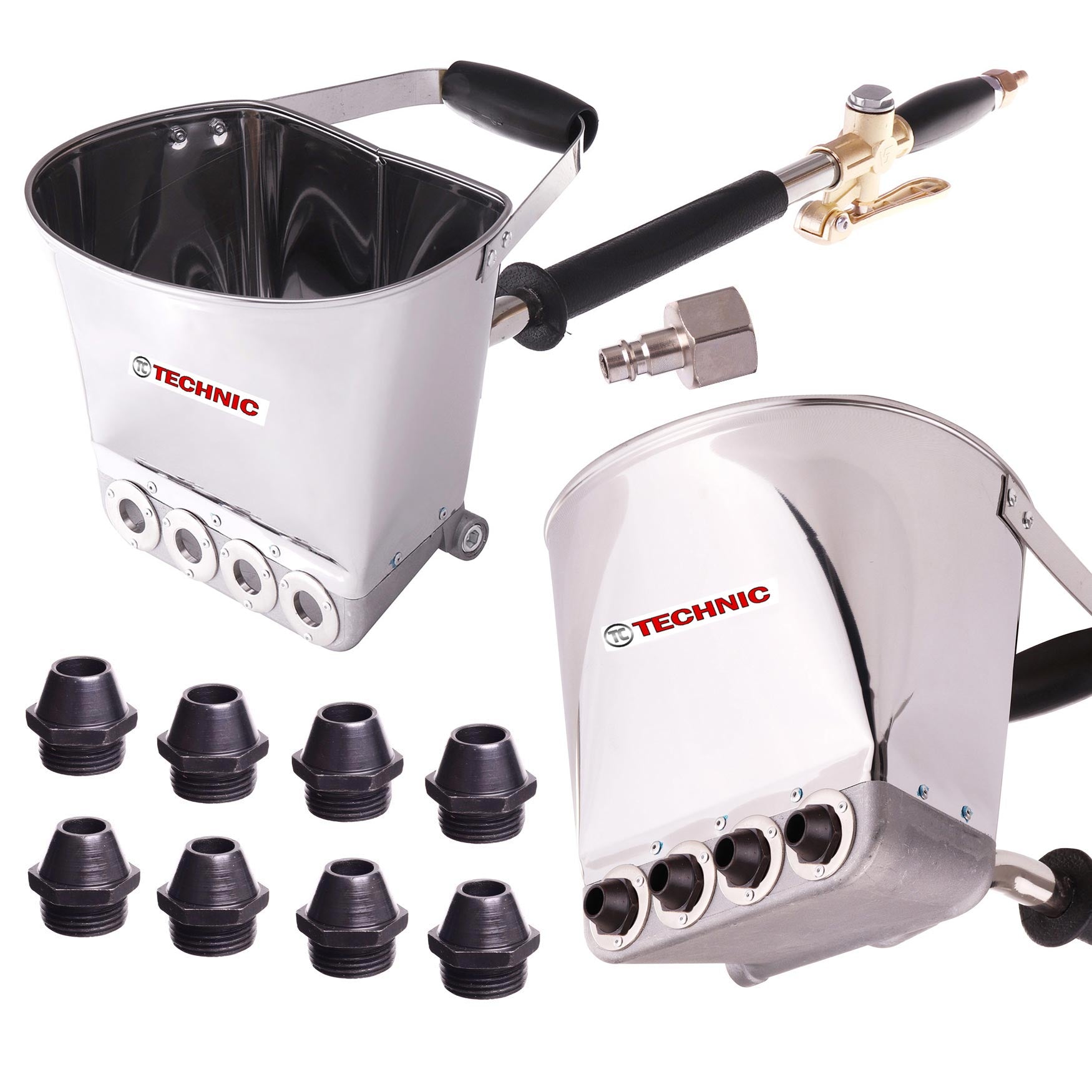 TECHNIC D011A Pneumatická omítací pistole na omítky + 8 kovové trysky