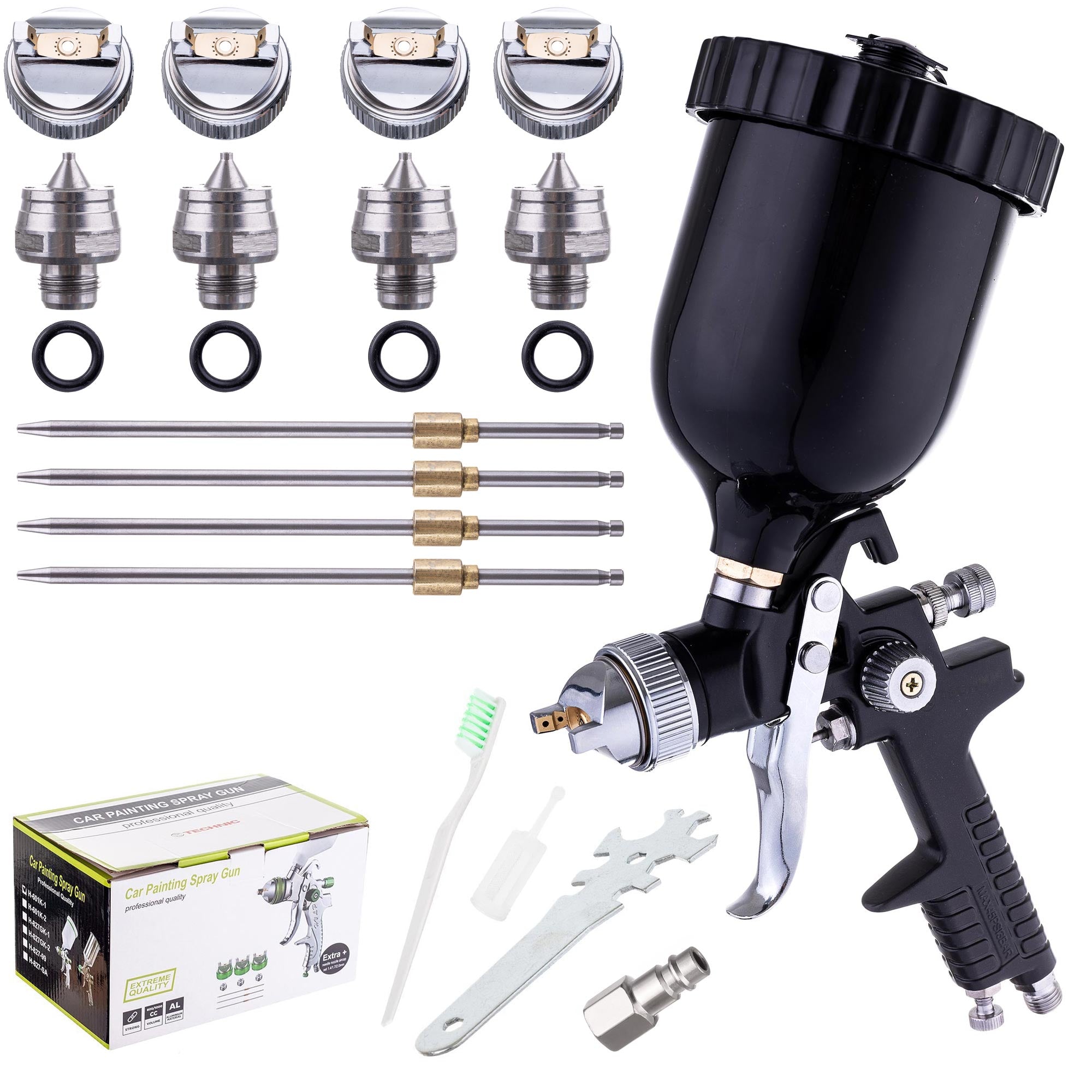 Stříkací pistole H-827PK HVLP 4 trysky 1,3+1,4+1,7+2,0mm, 600ml