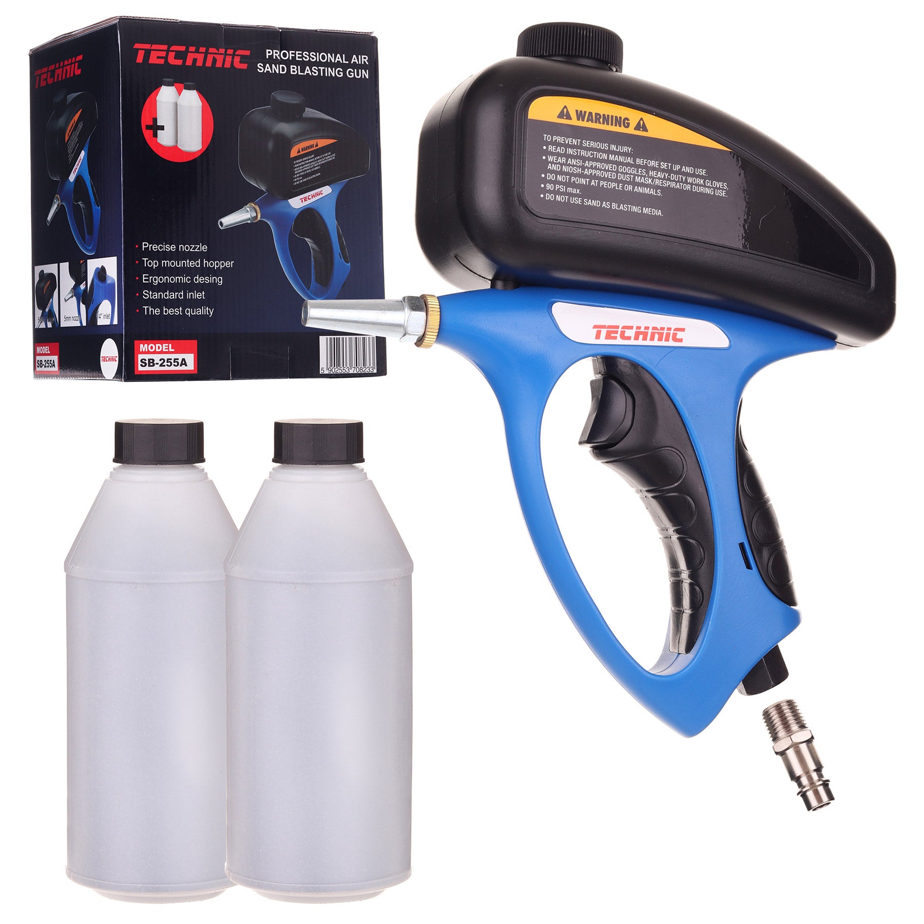 Písková tryskací pistole, horní nádrž, Pískovací pistole SK-255A + korund 2kg