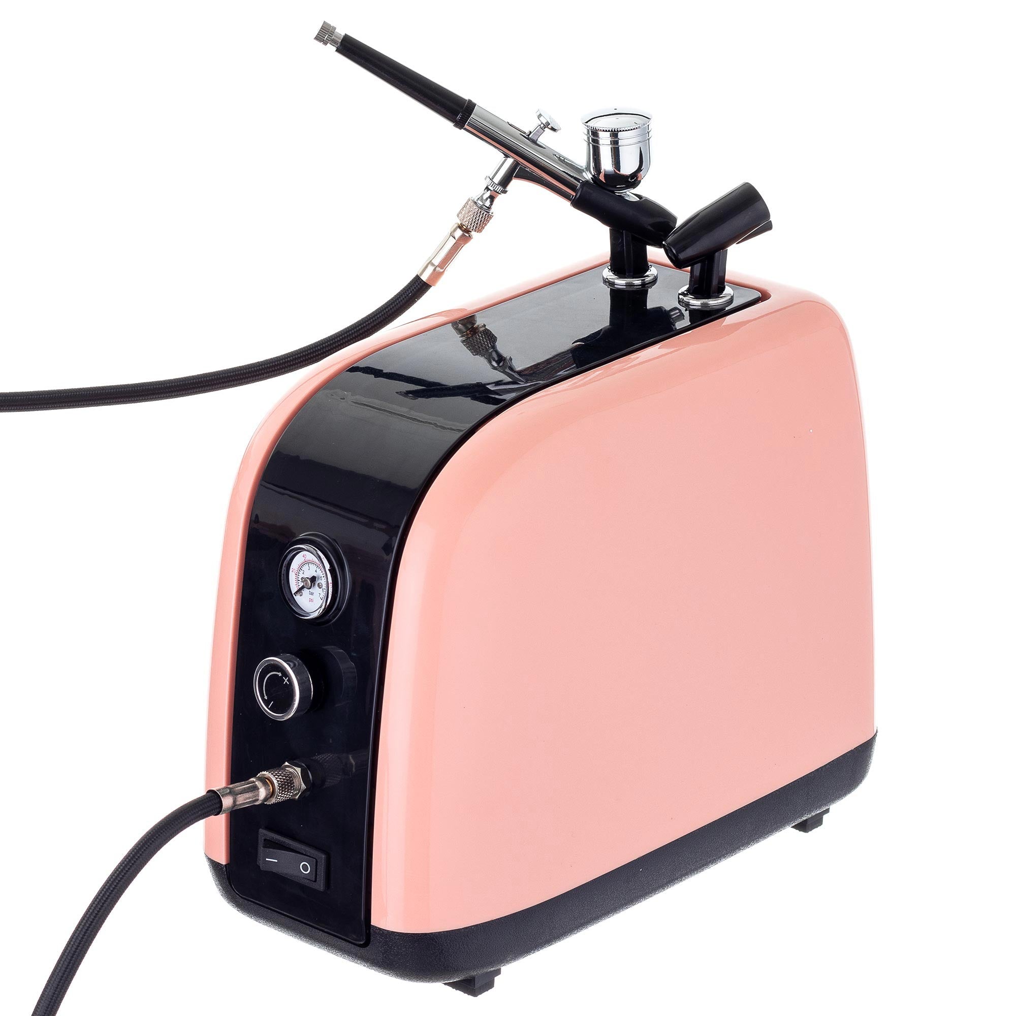 Airbrush kompresor, HS-386KP, 23l/min, Vstup 1/8", mtichý chod + airbrush pistole HS-30