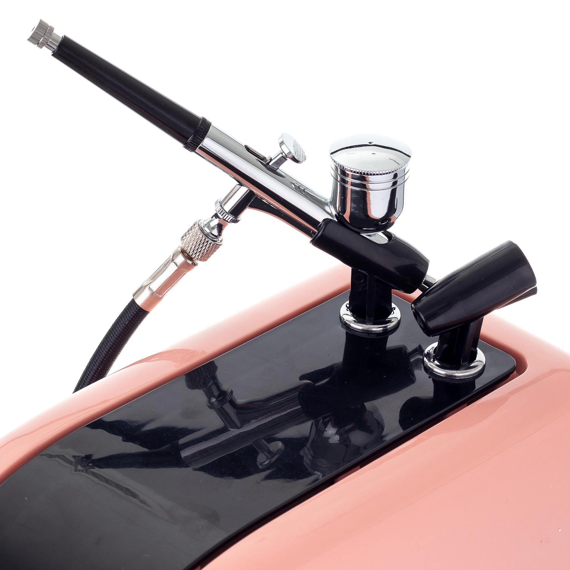 Airbrush kompresor, HS-386KP, 23l/min, Vstup 1/8", mtichý chod + airbrush pistole HS-30