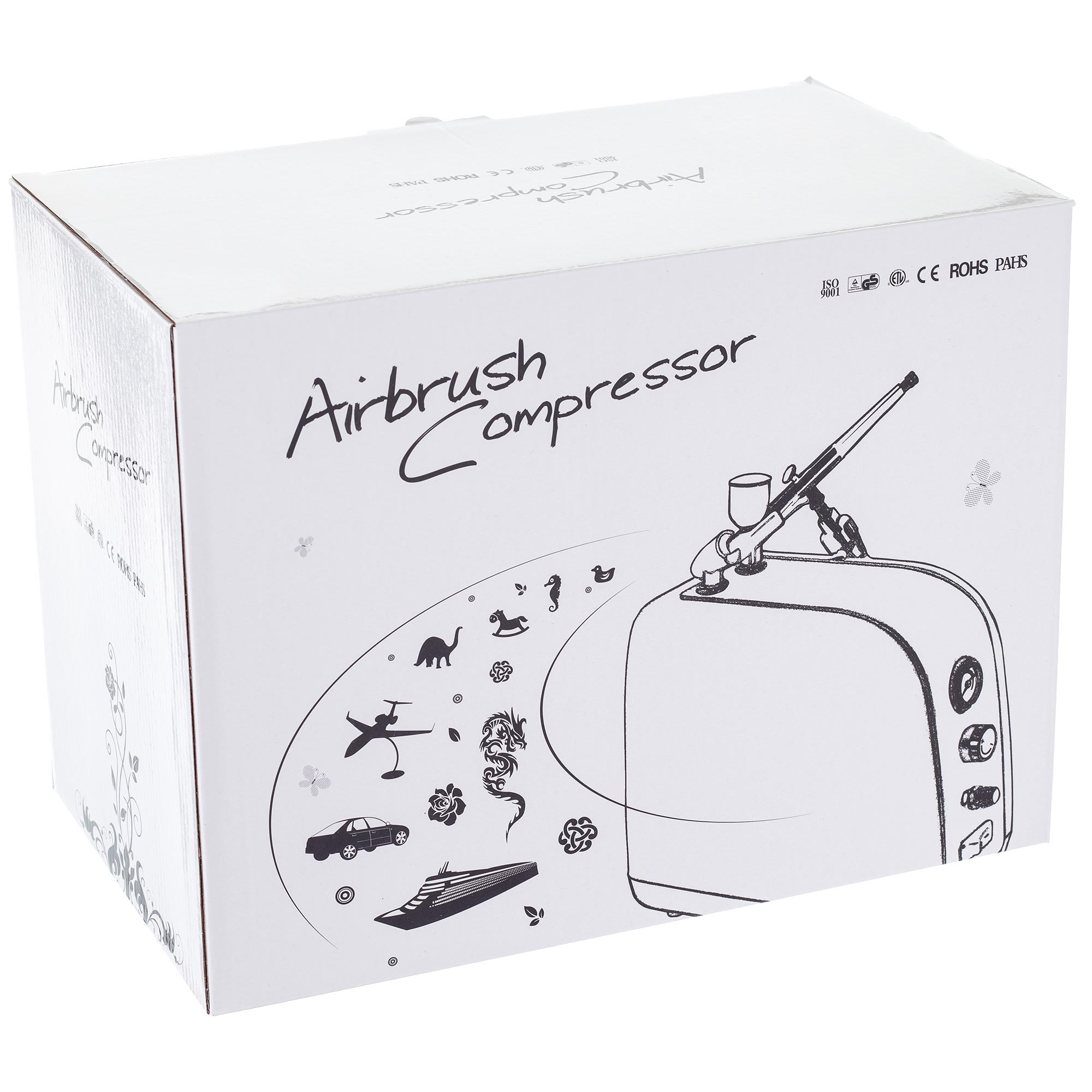 Airbrush kompresor, HS-386KP, 23l/min, Vstup 1/8", mtichý chod + airbrush pistole HS-30