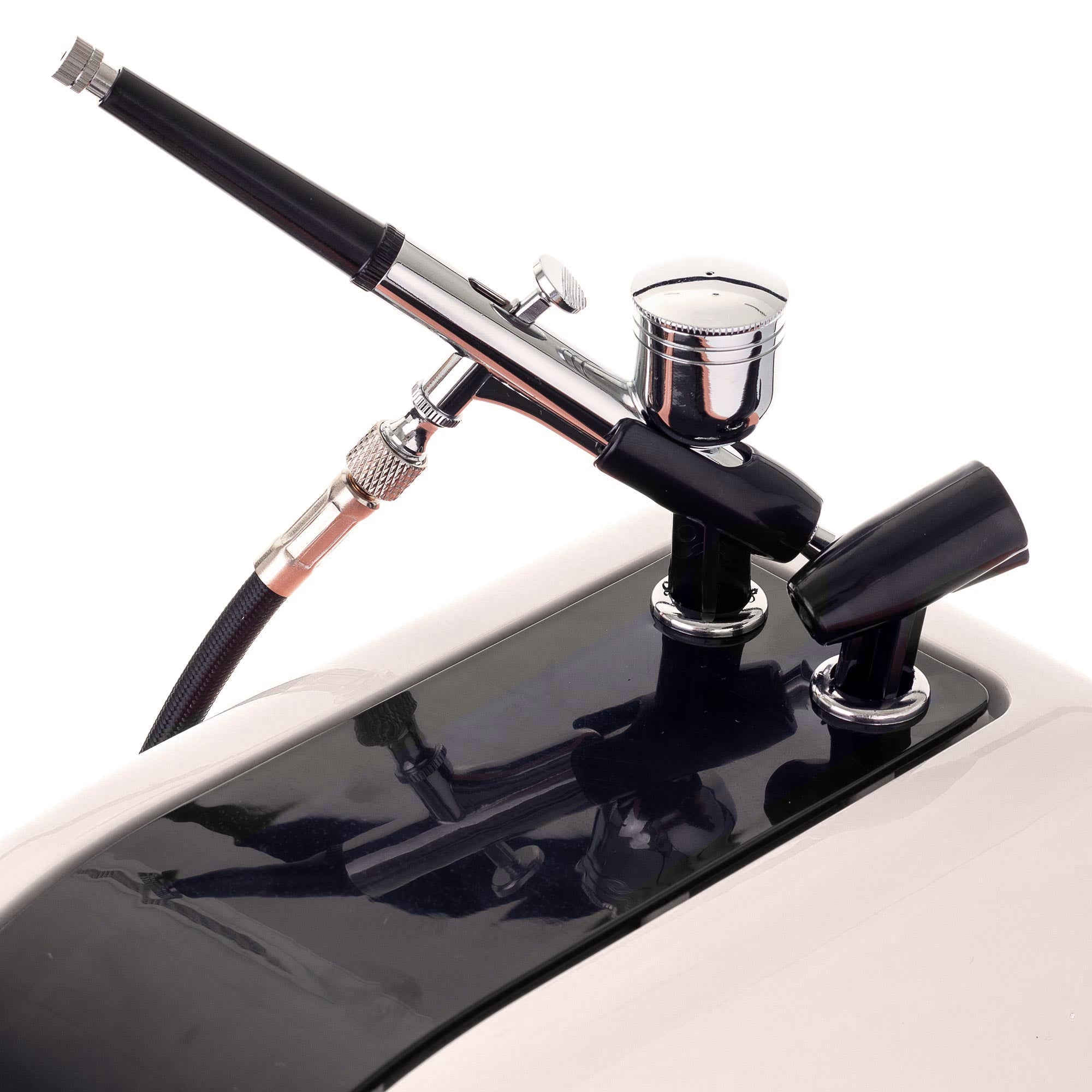 Airbrush kompresor, HS-386KW, 23l/min, Vstup 1/8", mtichý chod + airbrush pistole HS-30