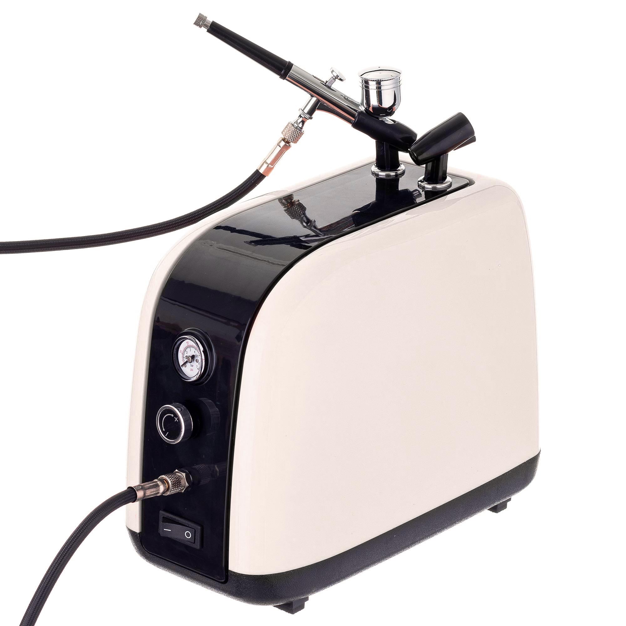 Airbrush kompresor, HS-386KW, 23l/min, Vstup 1/8", mtichý chod + airbrush pistole HS-30